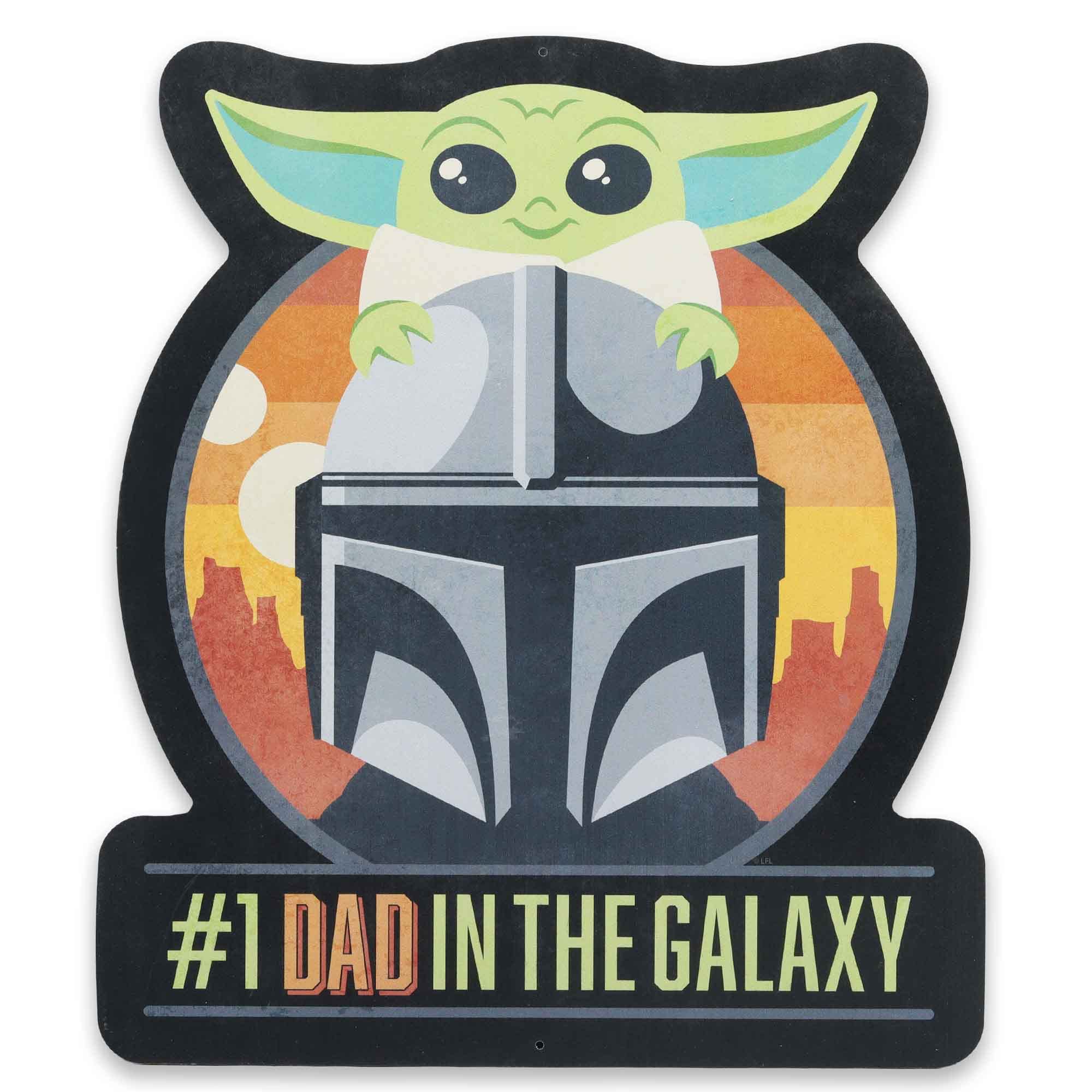 Disney Star Wars Number One Dad in the Galaxy Metal Sign - Fun Mandalorian Wall Art for Dad - Great Gift Idea