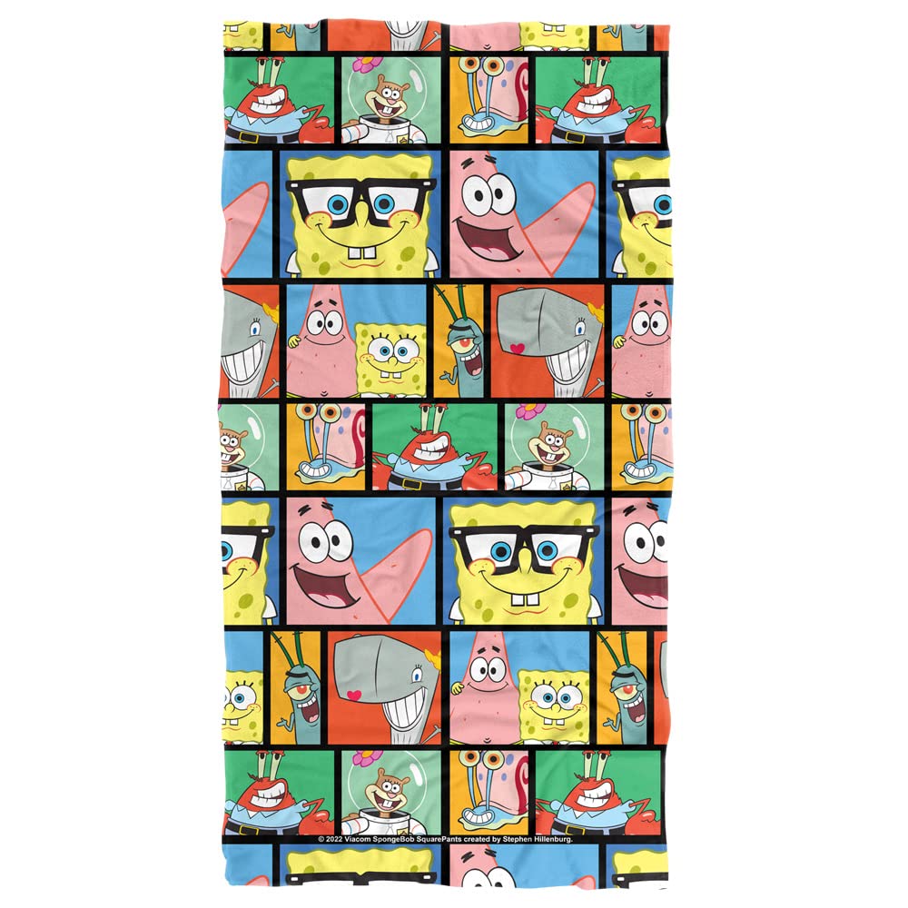 Logovision Spongebob Beach Towel, 30''X60'', Spongebob Tile Pattern Beach Towel