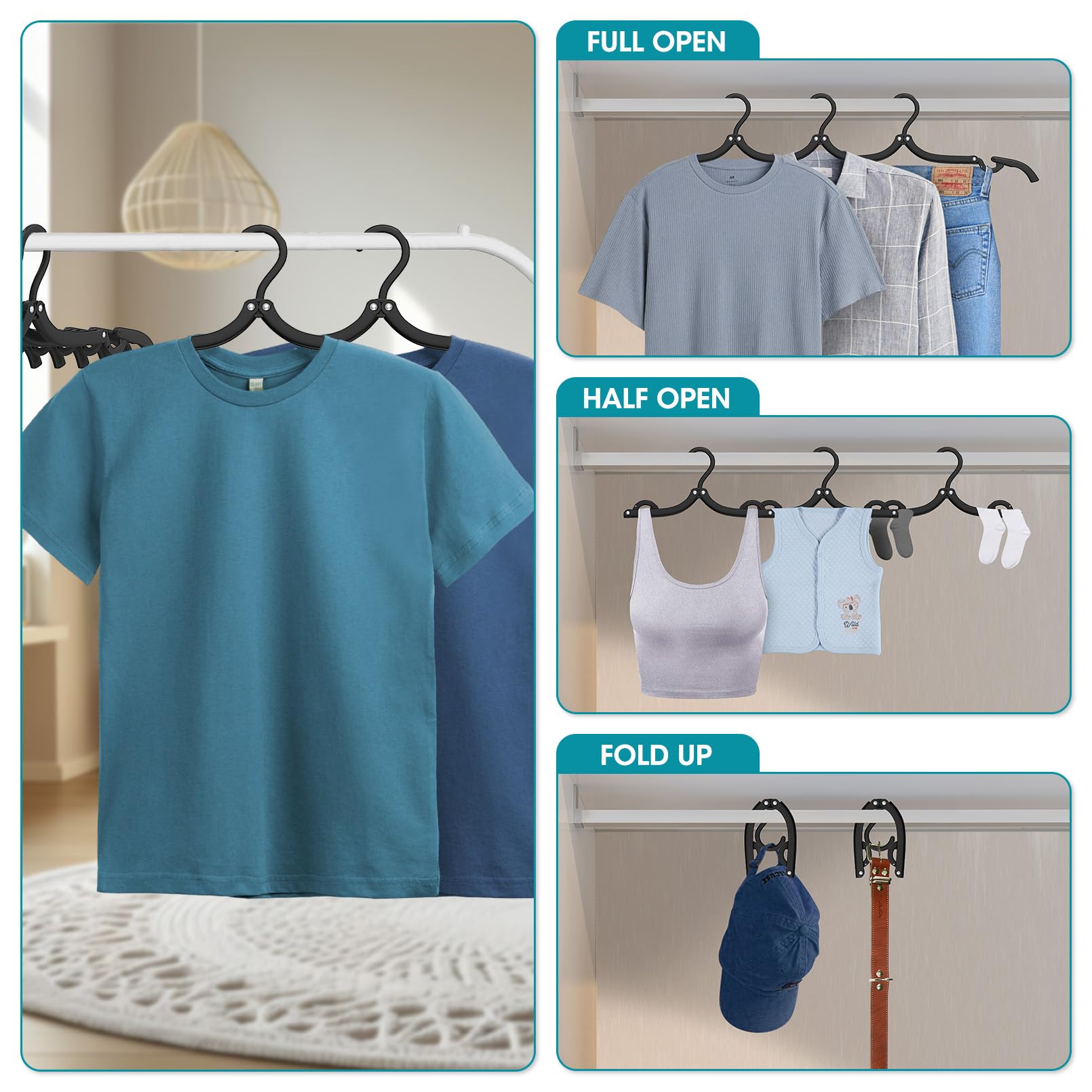 40 Pcs Travel Hangers Portable Foldable Travel Hanger Organizer, Plastic Travel Accessories Essentials Clothes Drying Rack Foldi