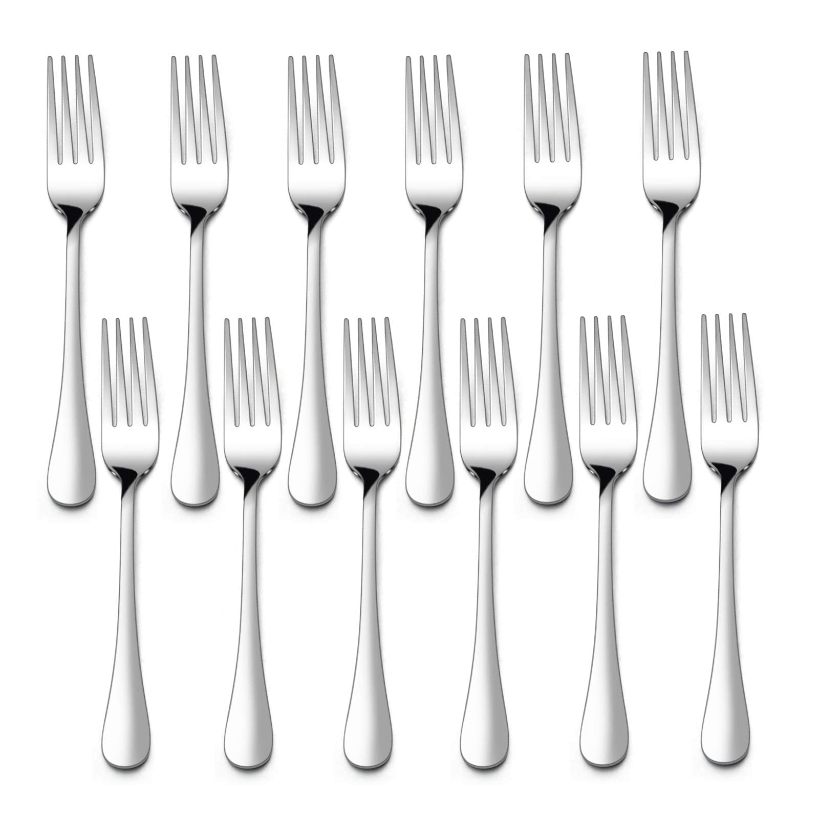 E-Far Salad Forks Set Of 12, Appetizer Dessert Forks Stainless Steel, Silverware Flatware Small Forks, Mirror Finish, Dishwasher