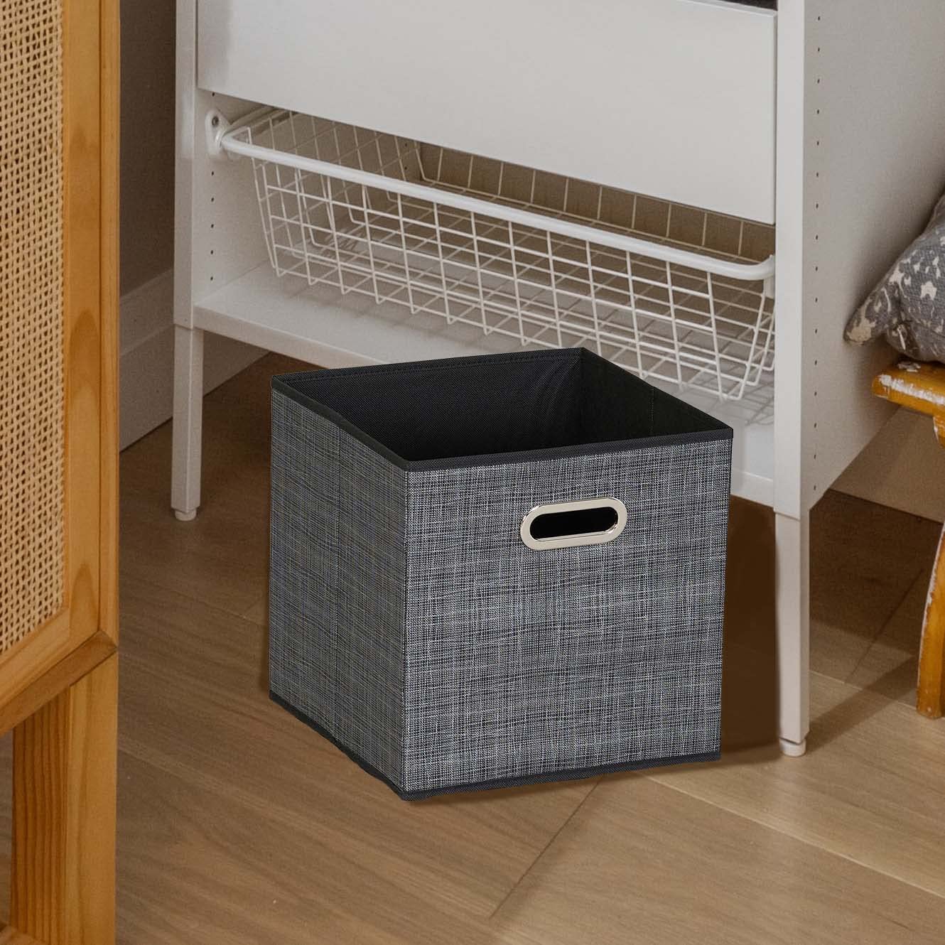 Household Essentials, Black Mix 6 Pack Fabric Storage Bins With Handle