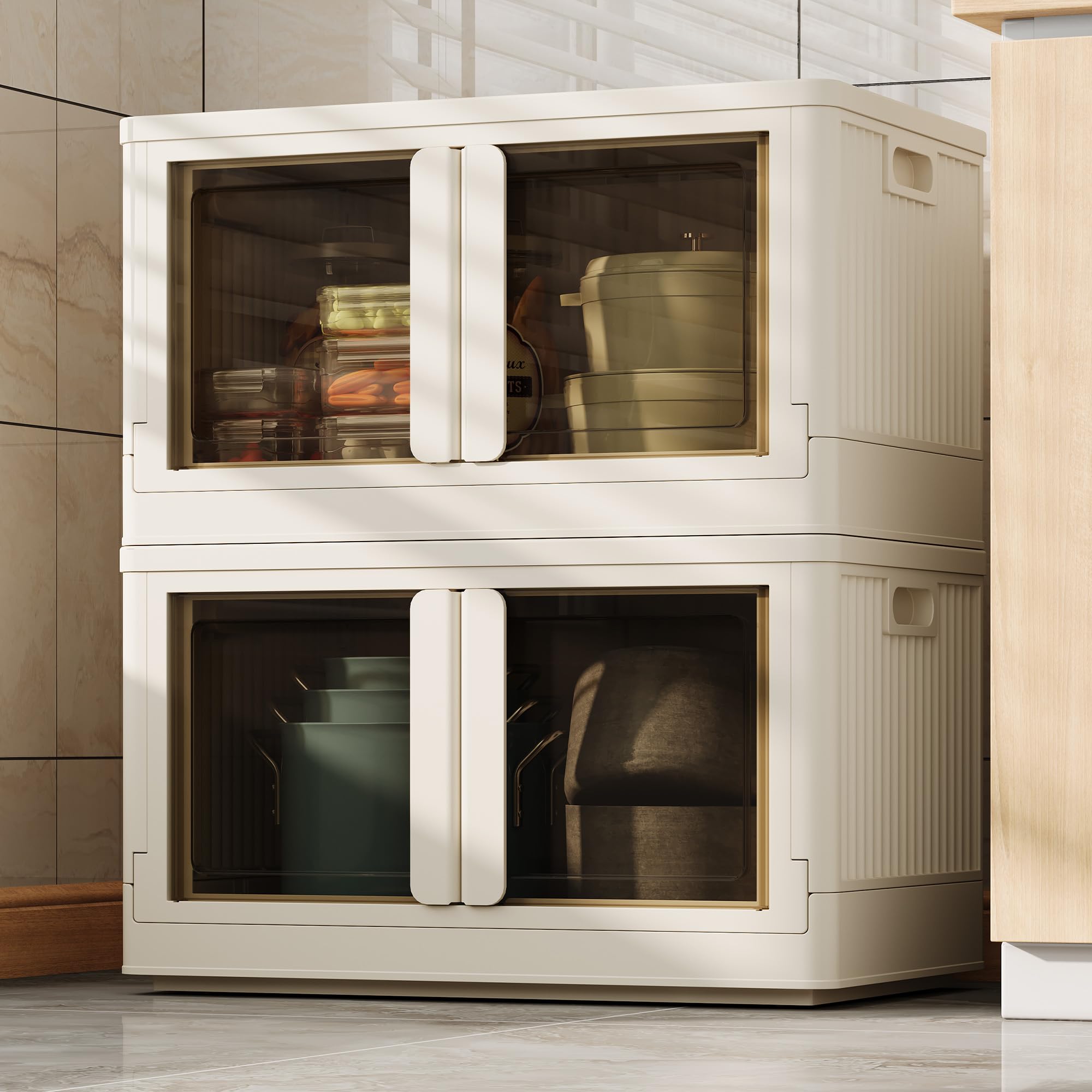 Fleximounts Stackable Storage Bins With Lids, Collapsible Plastic Storage Bins, 152 Qt-2 Pack Closet Organizers And Storage Cont