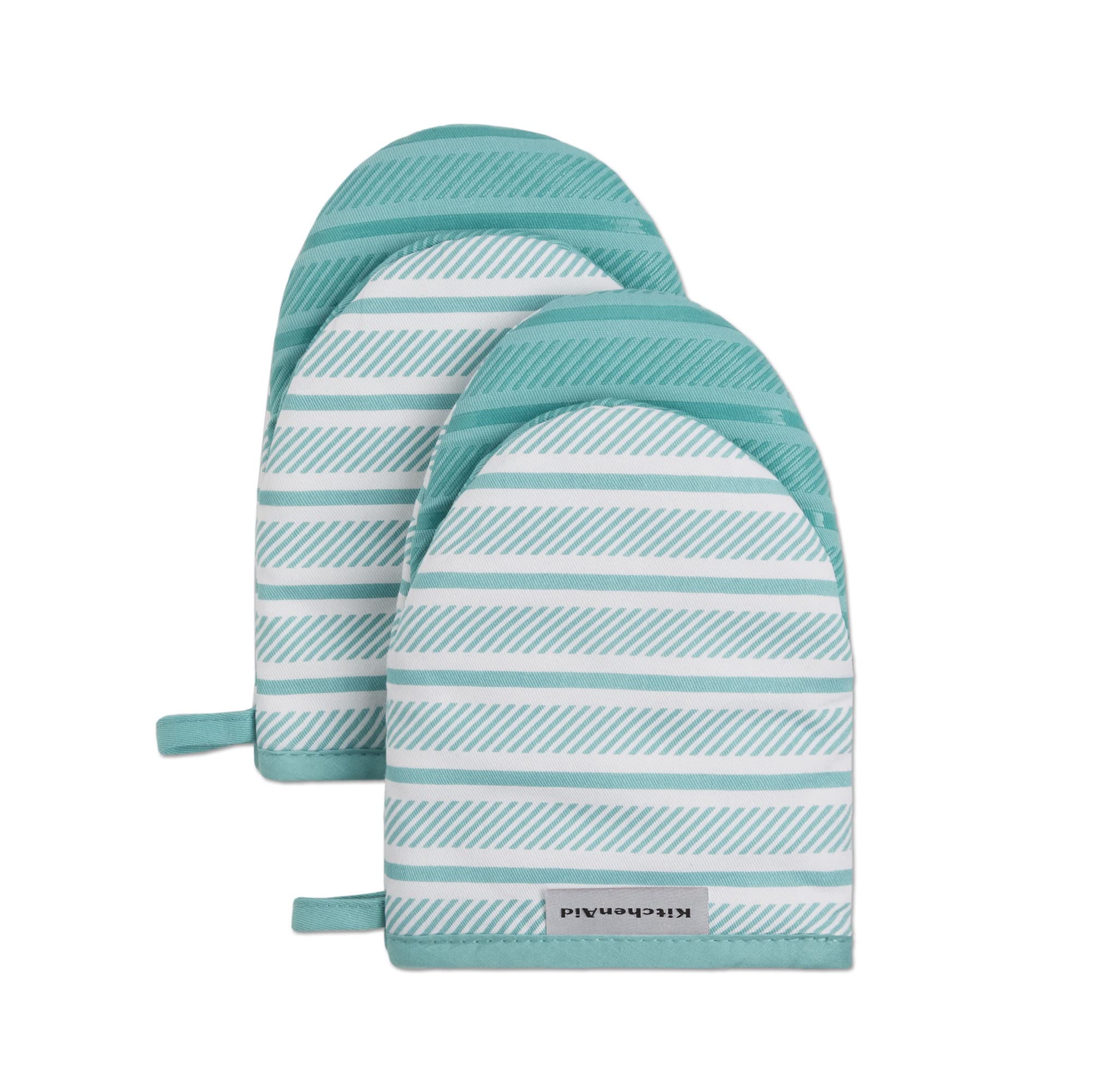 KitchenAid Albany Mini Oven Mitt 2-Pack Set, Aqua Sky, 5.5x8
