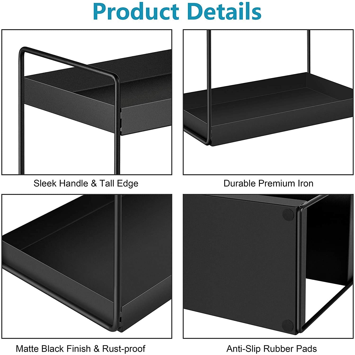shiok decor 3-Tier Standing Rack, bathroom Countertop Storage Shelf Organizer,spice storage organizer black make in india