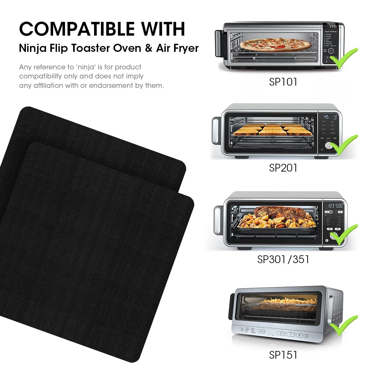 Aieve Air Fryer Oven Liners  Non-stick Mat Baking Compatible with Ninja Foodi SP101 SP201 SP301 Fry Toaster Microwave (3 Pack)
