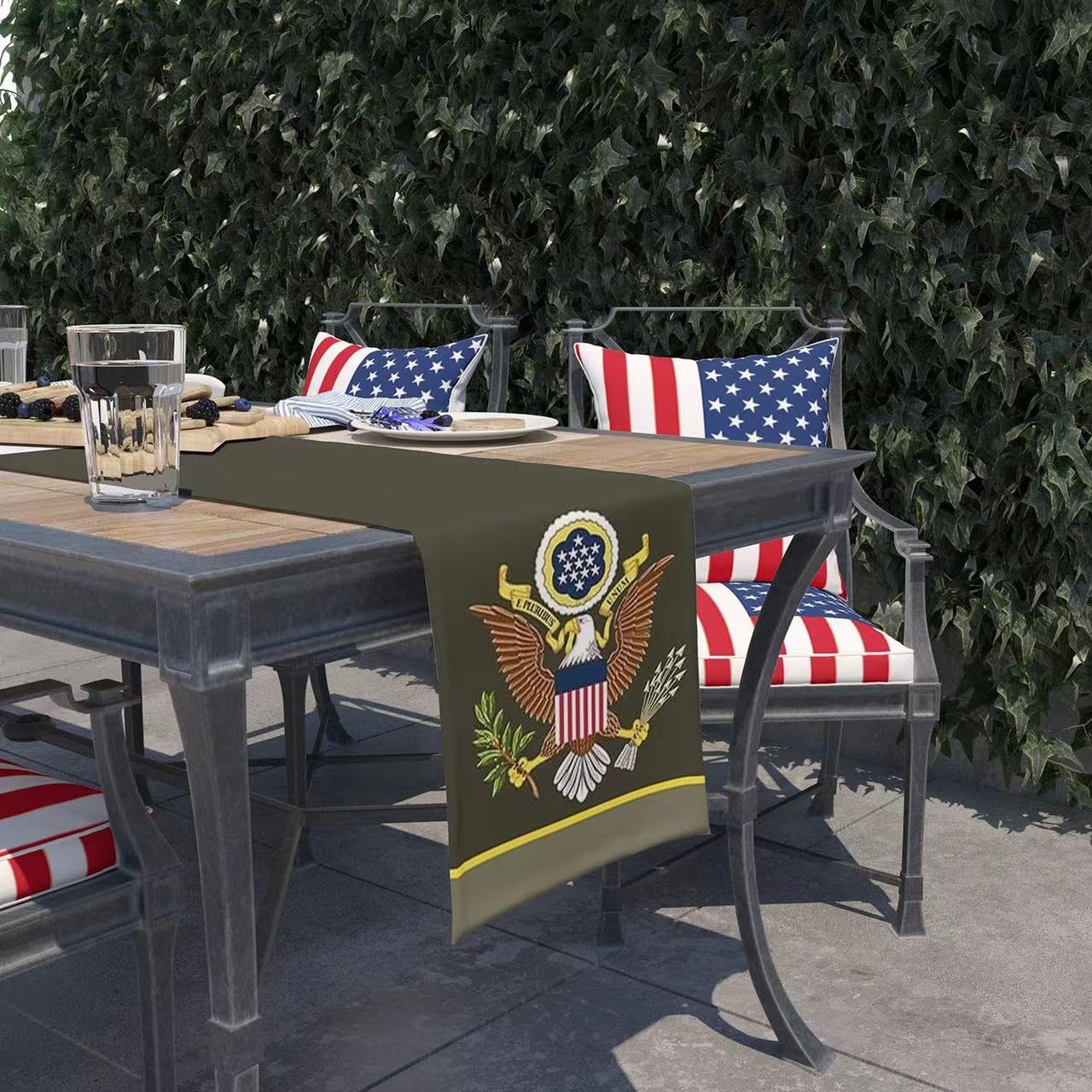 Dodelygz Patriotic Military Us Army Table Runner,Memorial Day Independence Day Veterans Day Military Us Army Theme Tablecloth Ki