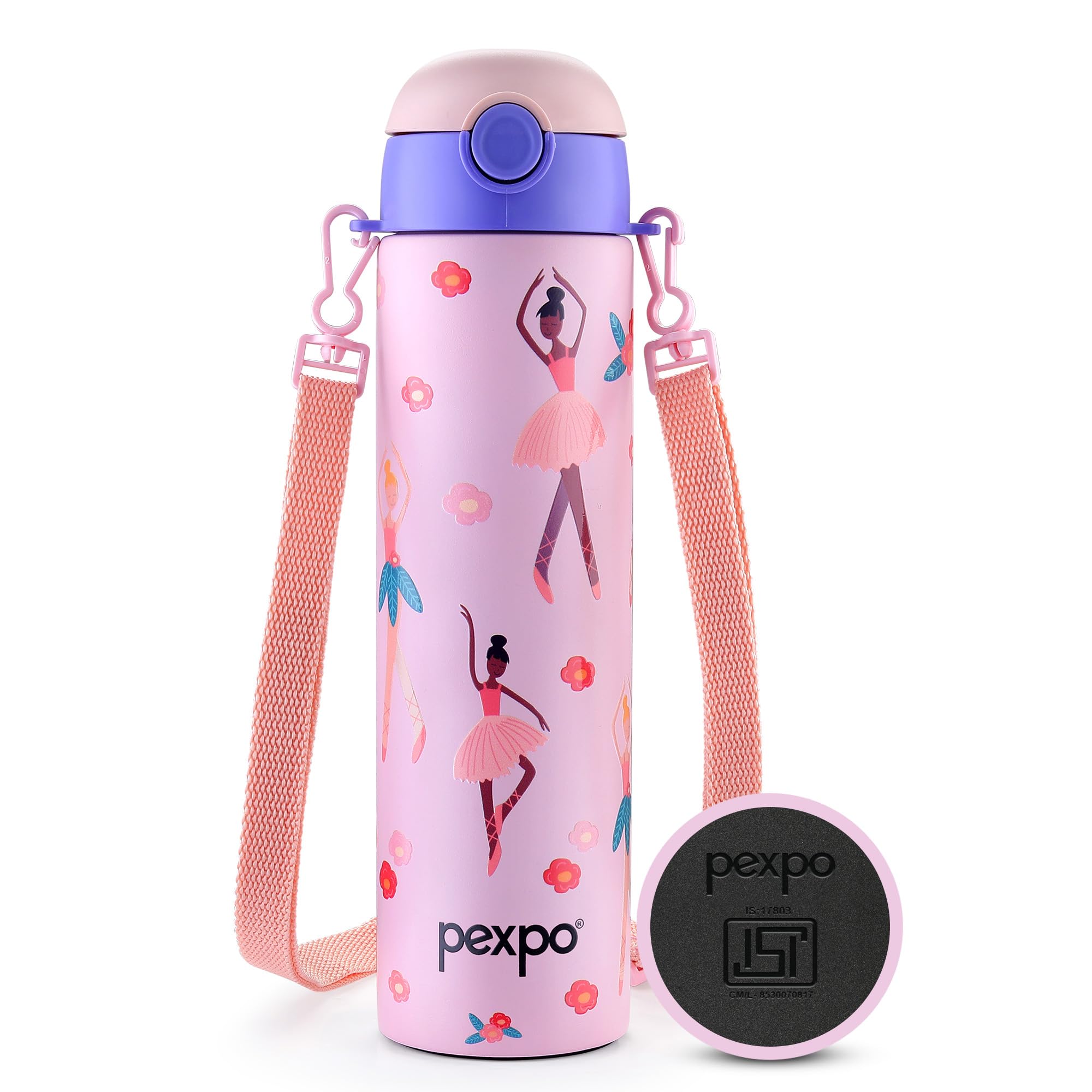 Pexpo Sporty Isi Certified Stainless Steel Water Bottle For School Kids - 700Ml(Pack Of 2)| 6+ Years | Sipper Cap | Leakproof & 