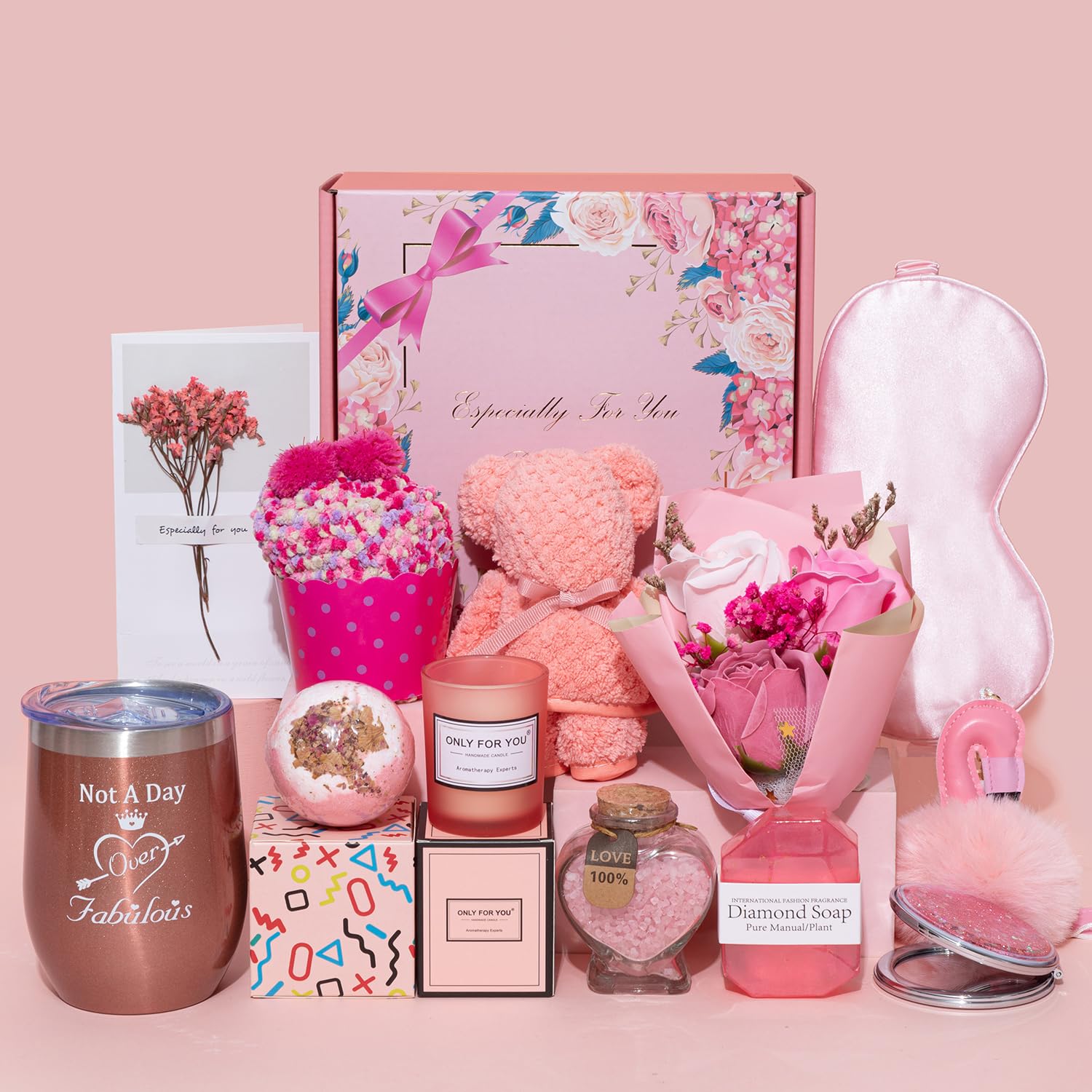 Birthday Gifts For Women,Unique Gifts Basket Ideas Pink Gifts Box For Her Relaxing Gift Set Self Care Gifts Birthday Presents Fe