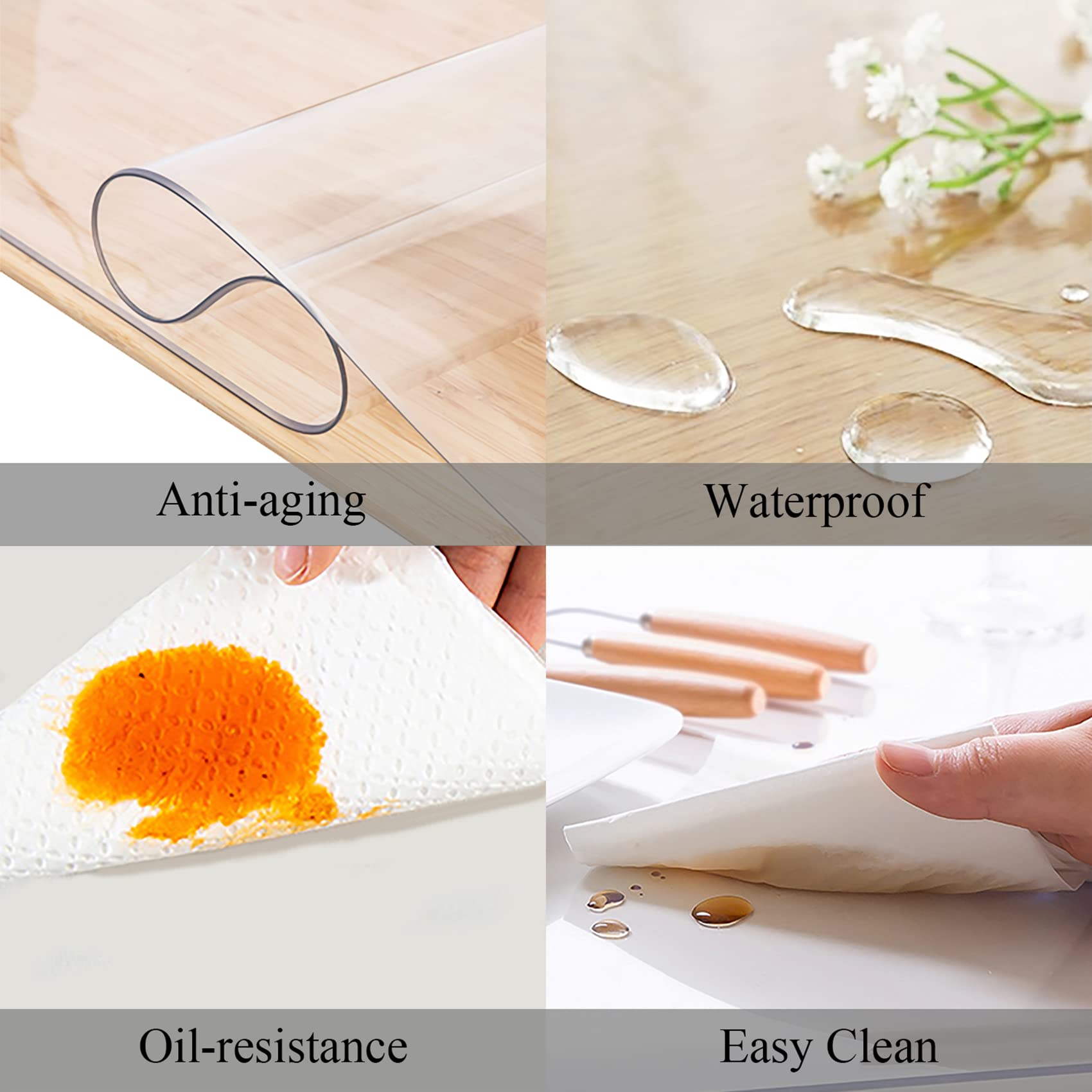 Cyberlight Clear Oval Table Cover Protector 60 X 90 Inches Oval Shape Plastic Transparent Cloth Vinyl Waterproof Tablecloth For