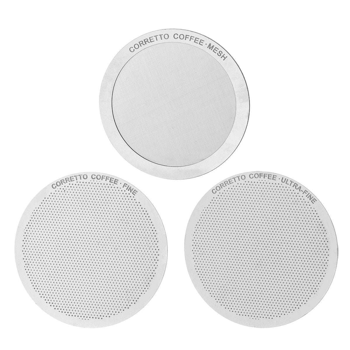 Corretto Set Of 3 Reusable Metal Filters For Use In Aeropress Coffee Maker, Includes Fine, Ultra-Fine, And Mesh Filters | Upgrad