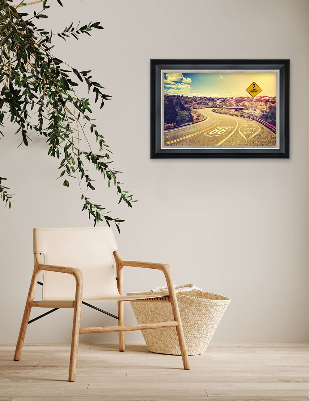 Ipic - Love Journey Personalized Framed Wall Art With Names And Date On, Giclee Prints With Solid Wood Frame, Customized Gift An