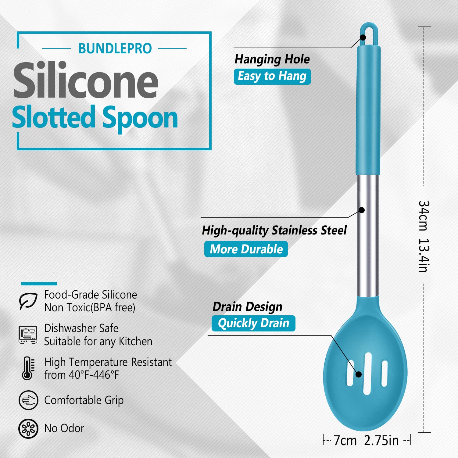 Pack Of 2 Large Silicone Slotted Spoon Kitchen Skimmer With High Heat Resistant Bpa Free Non Stick Cooking Ladle Strainers For D