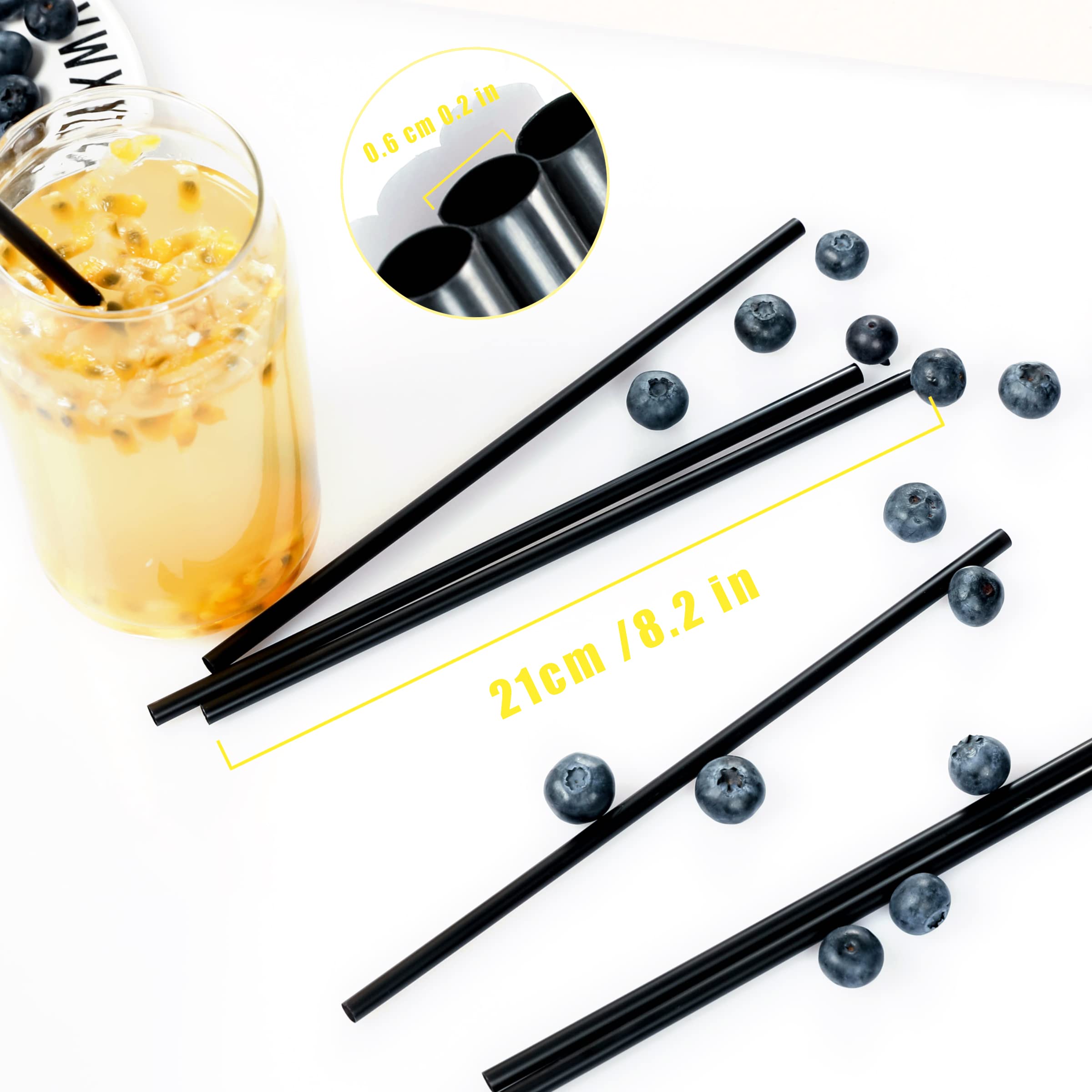 500 Pcs Black Disposable Drinking Plastic Straws.(0.23'' Diameter And 8.26'' Long)