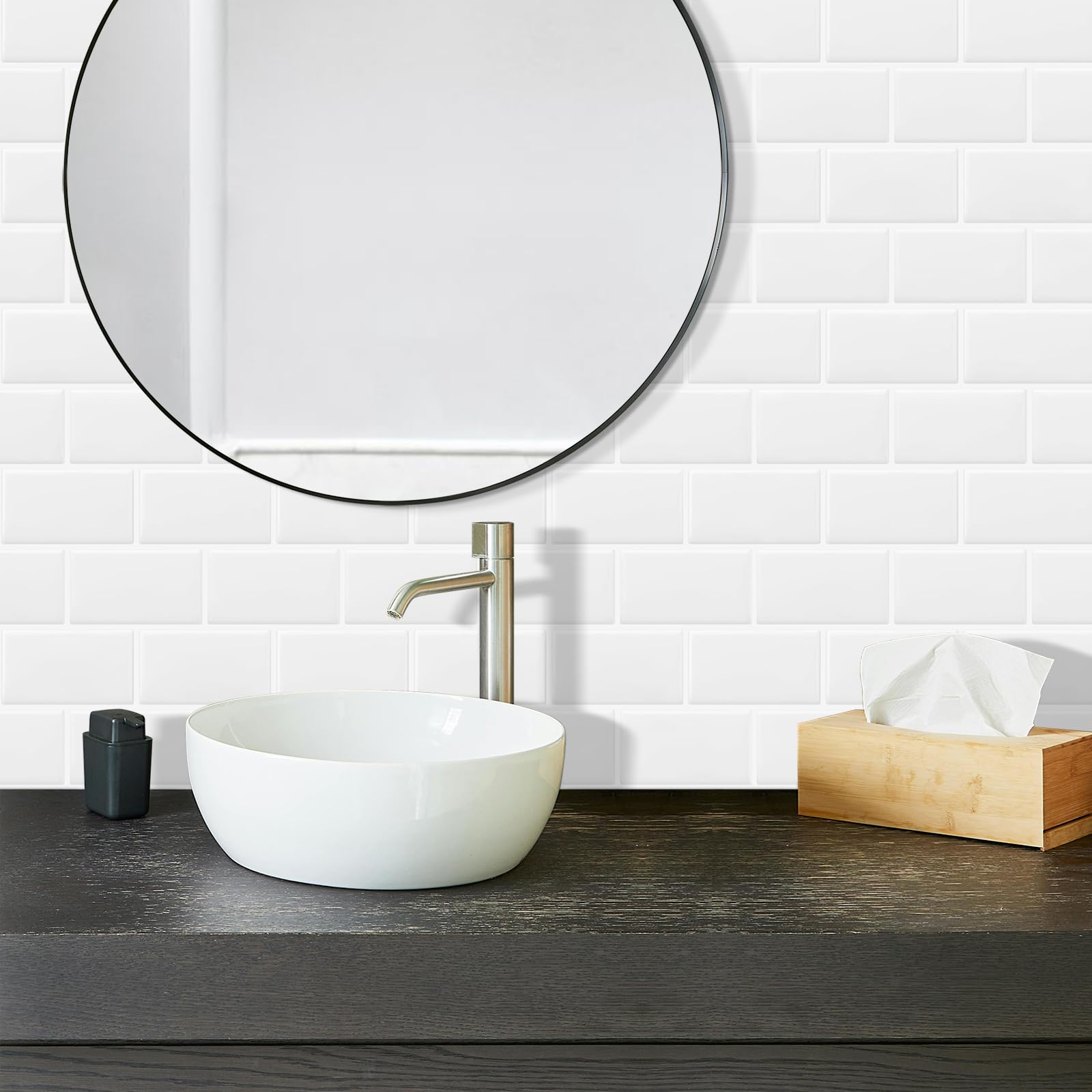DEWOO White Peel and Stick Subway Tile Brick Backsplash Self Adhesive Wall Tiles for Kitchen Bathroom, 10-Sheet, 12  12