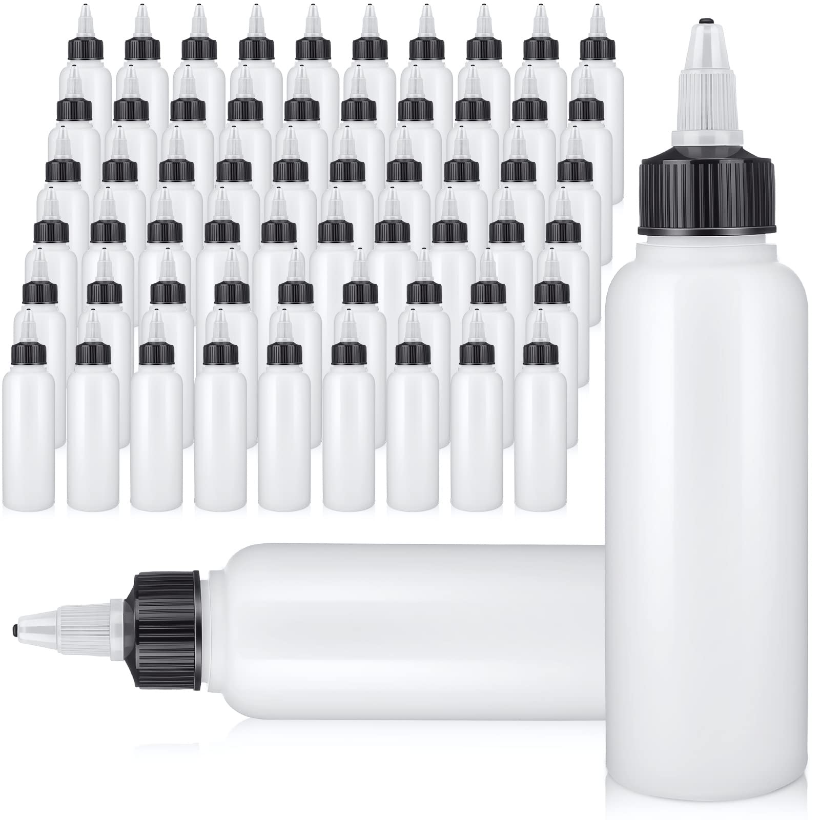 60 Pieces Plastic Squeeze Bottles 4 Oz Condiment Dispensing Bottles With Twist Top Cap Sauce Squirt Empty Squeeze Bottles For Co