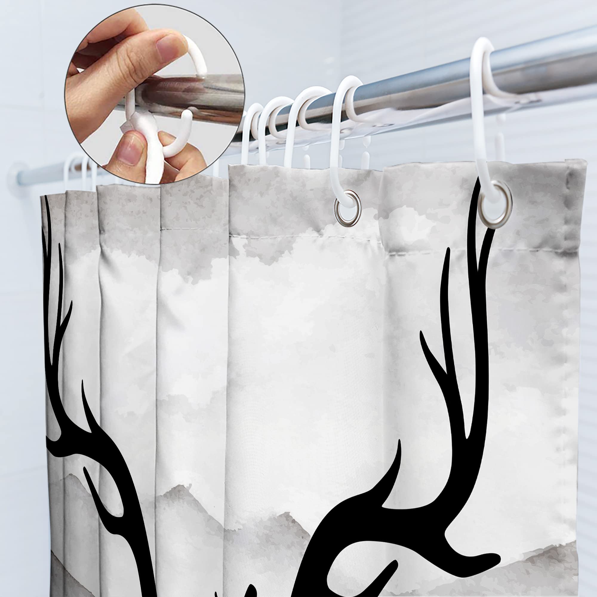 Svbright Get Buck Naked Shower Curtain 60Wx72L Inch Funny Farmhouse Country Rustic Floral Western Grey Mountain Cute Quotes Plan