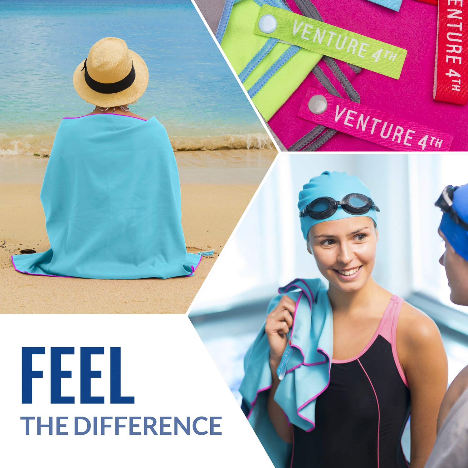 Venture 4Th Quick Dry Microfiber Towel - Odor Resistant, High Performance Towels For Gym, Camping, Travel, Yoga And Beach (Blue-
