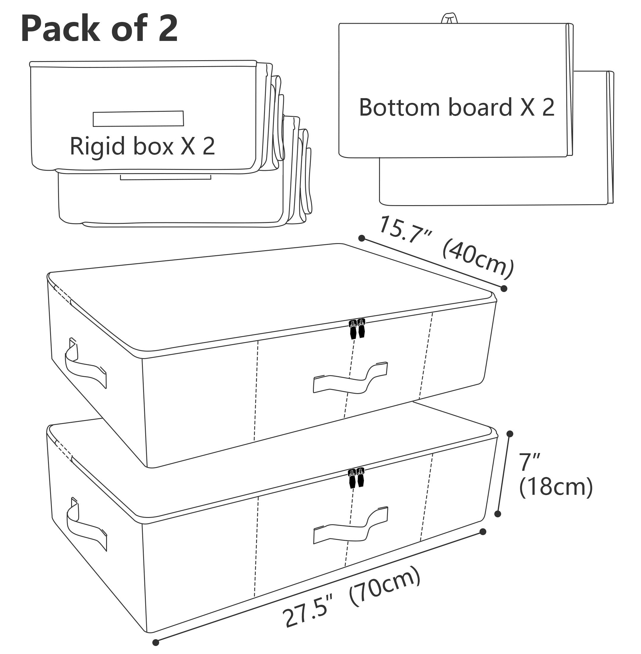iwill CREATE PRO Pack of 2, Folding Zip Lidded Under Bed Storage Bins, Good for Shoes, Duvets, Clothes Organiser, Light Gray