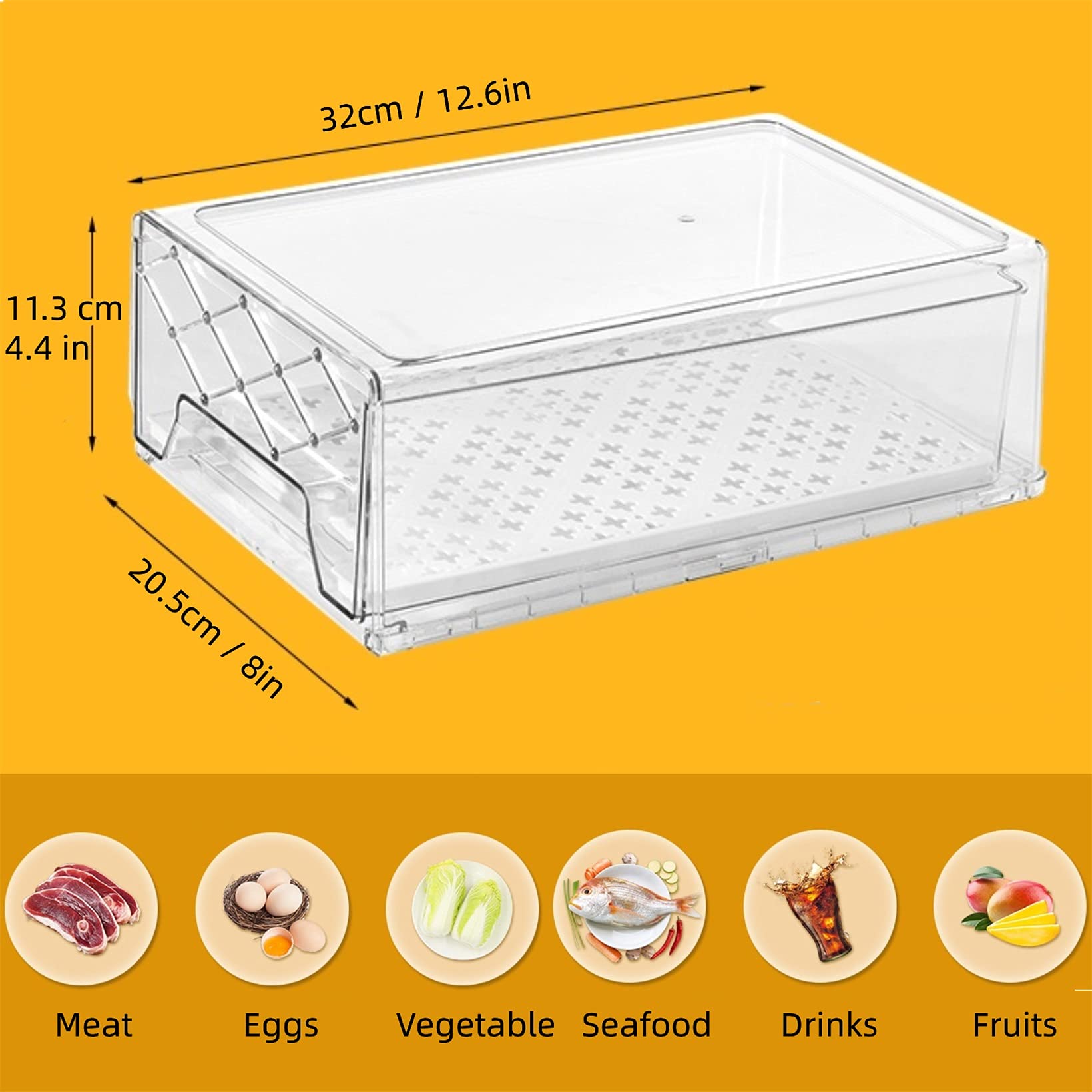 Buonhucs Pantry Organization And Storage, Refrigerator Organizer Bins, Fridge Pull-Out Drawer Containers, Stackable Storage Bins