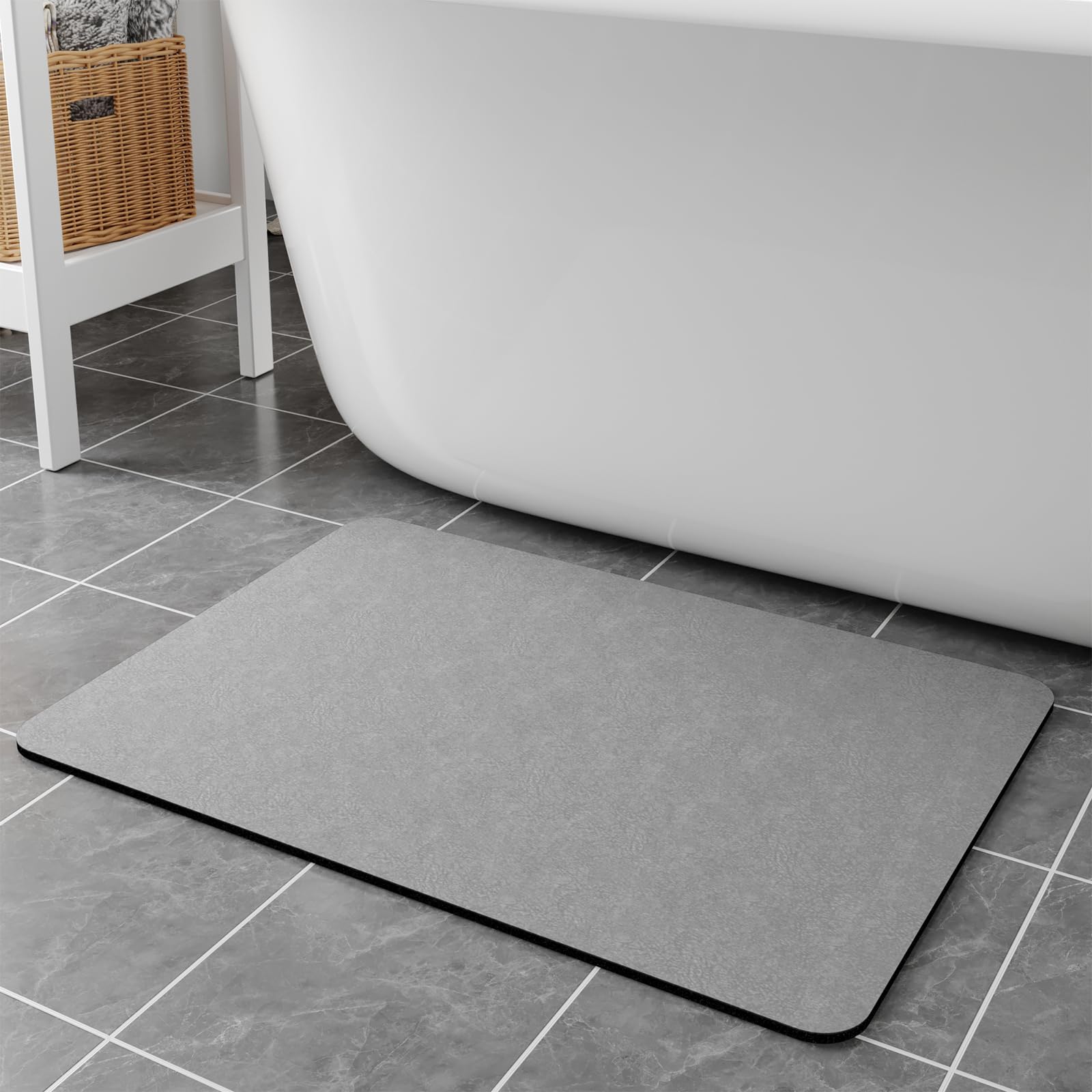 Earcu Bath Mat Rugs 32X17 - Diatomaceous Earth Bath Mat Quick Dry Absorbing Bathroom Rugs Rubber Non Slip Thin Bathroom Mat Fit