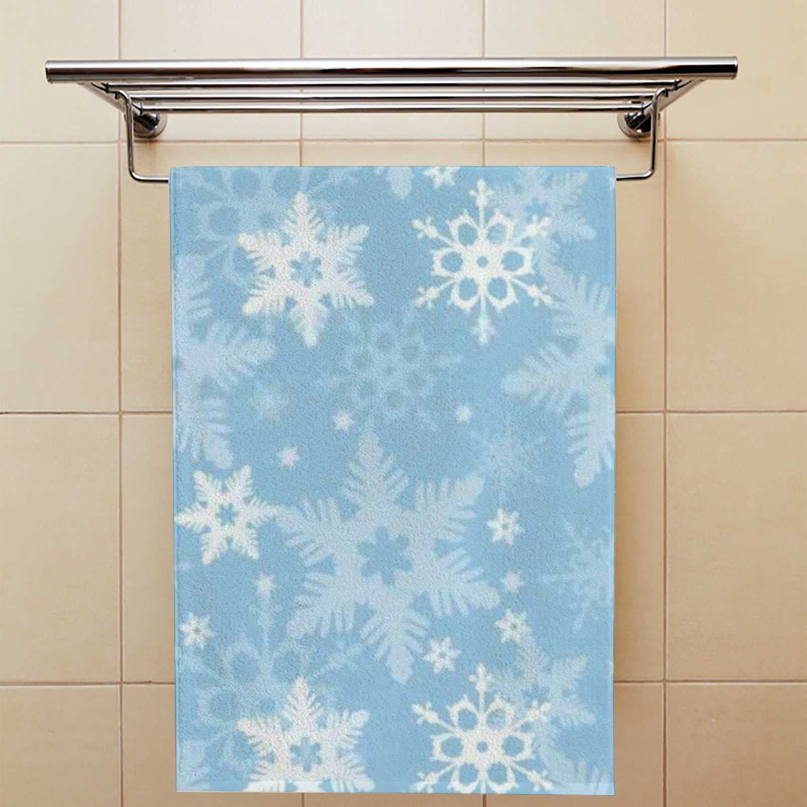 Vantaso Bath Hand Towels Set Of 2 Christmas Light Blue White Snow Soft And Absorbent Washcloths Kitchen Hand Towel For Bathroom