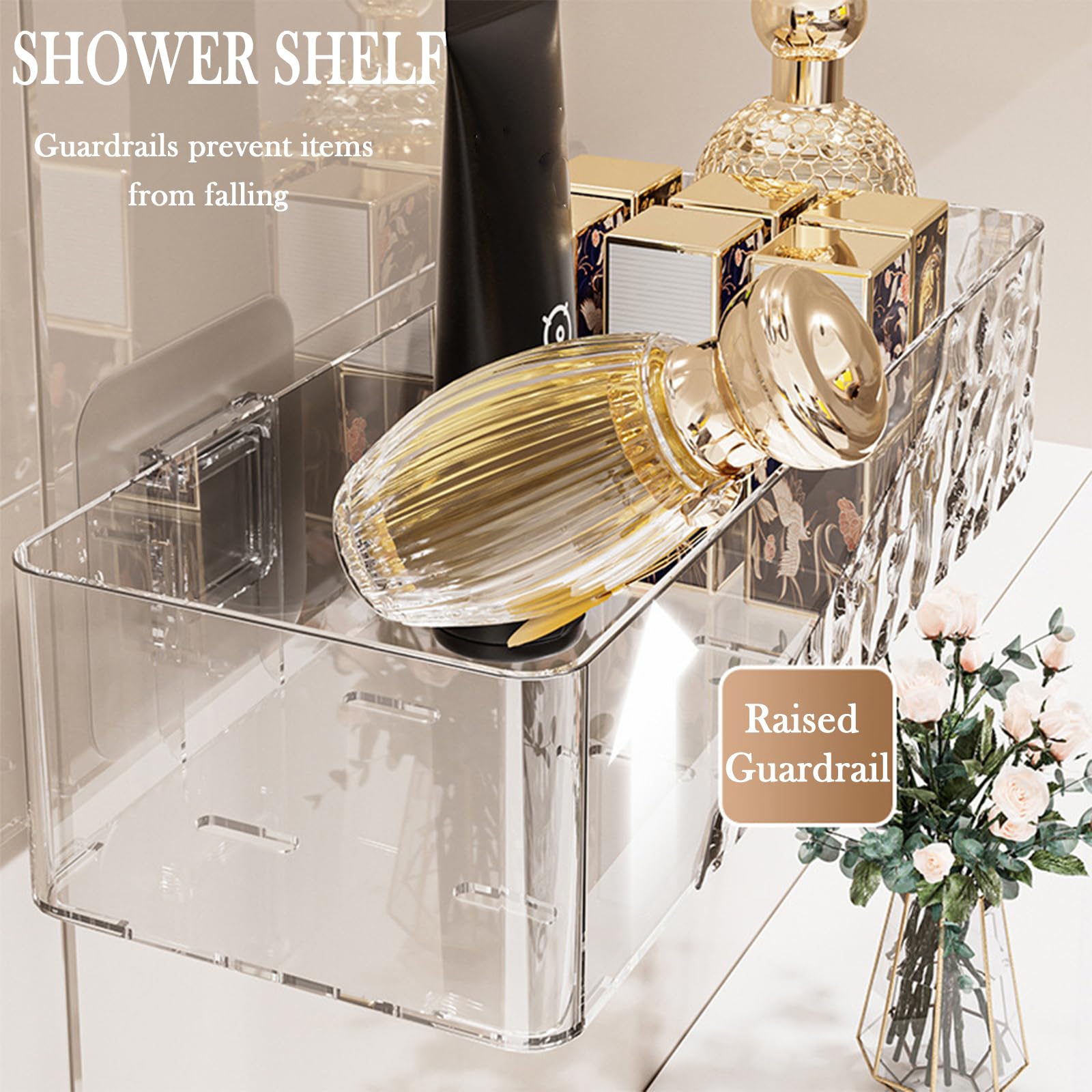 Lae Nuvole 4 Pack Wall Mounted Bathroom Caddy Organizer, Adhesive Shower Shelf for Inside Shower Caddy Plastic Bathroom Organize