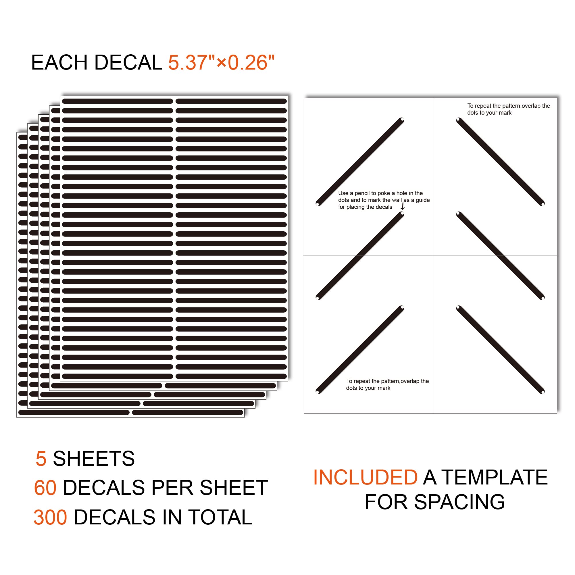 A Room with Black Line Vinyl Wall Decals  Peel and Stick Modern Boho Stickers  300 Stripes with a Reference Template for Sticking