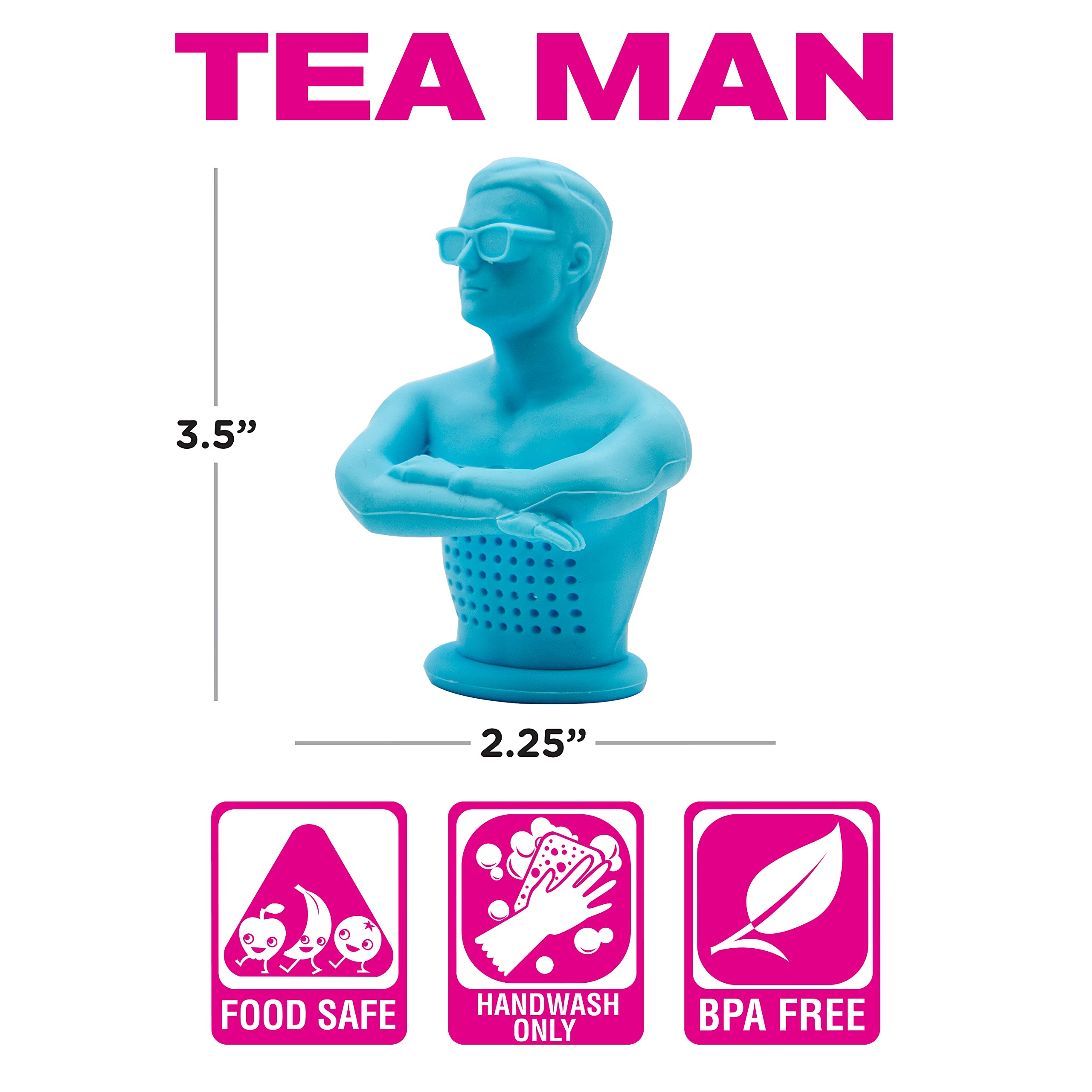 Gamago Tea Man Tea Infuser - 100% Silicone Non-Toxic Reusable Loose Tea Steeper - Cute And Funny Gift Tea Leaf Strainer - Tea Di