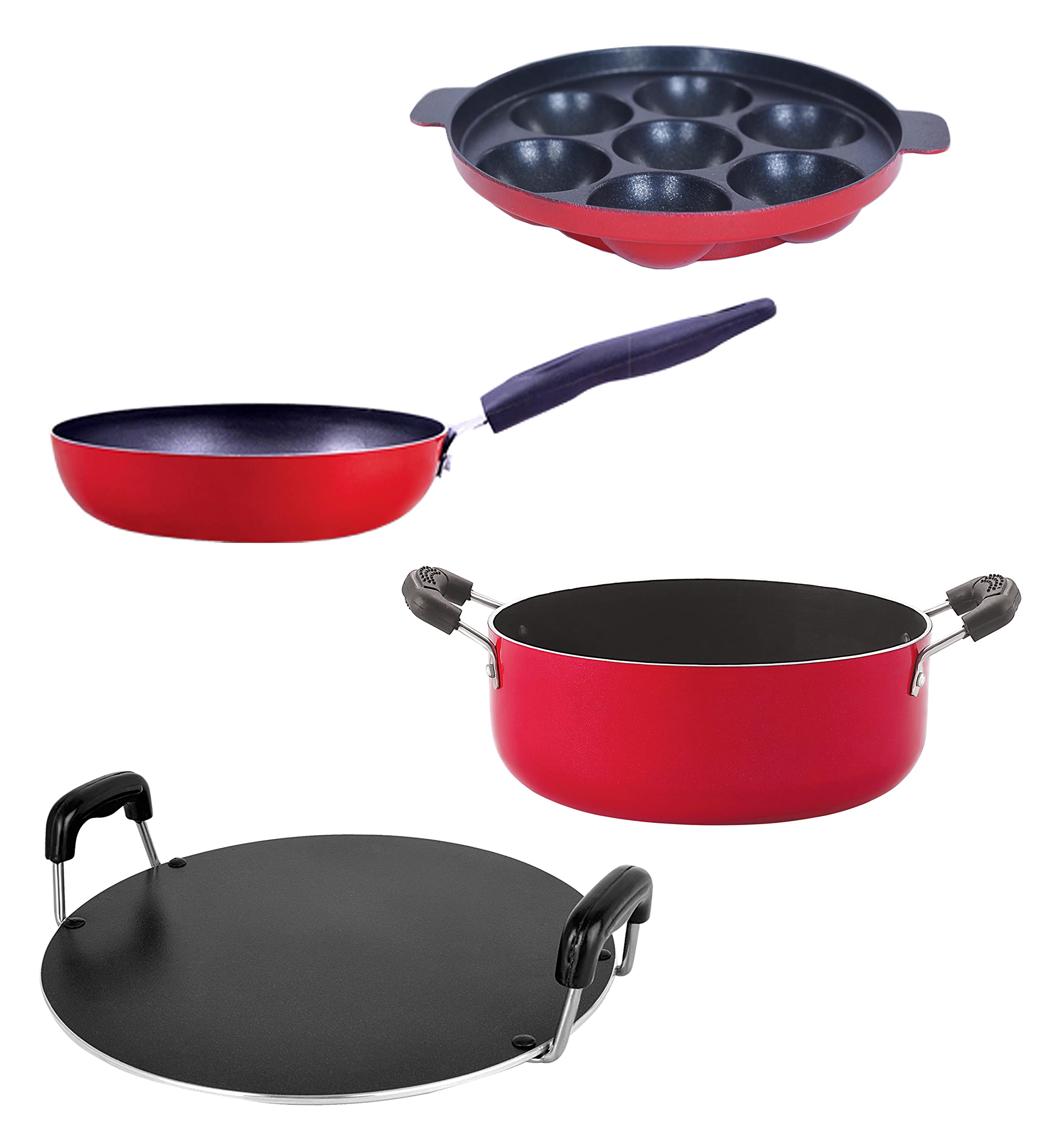 Nirlon Non Stick Aluminium Cookware Set, 4 Pieces(Cvg_Rt_Cs20_Cs24)