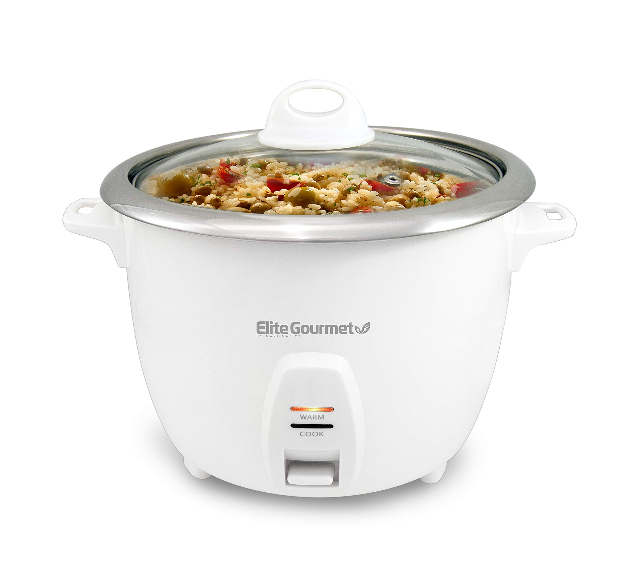Elite Gourmet Erc-2010 Electric Rice Cooker With Stainless Steel Inner Pot Makes Soups, Stews, Grains, Cereals, Keep Warm Featur