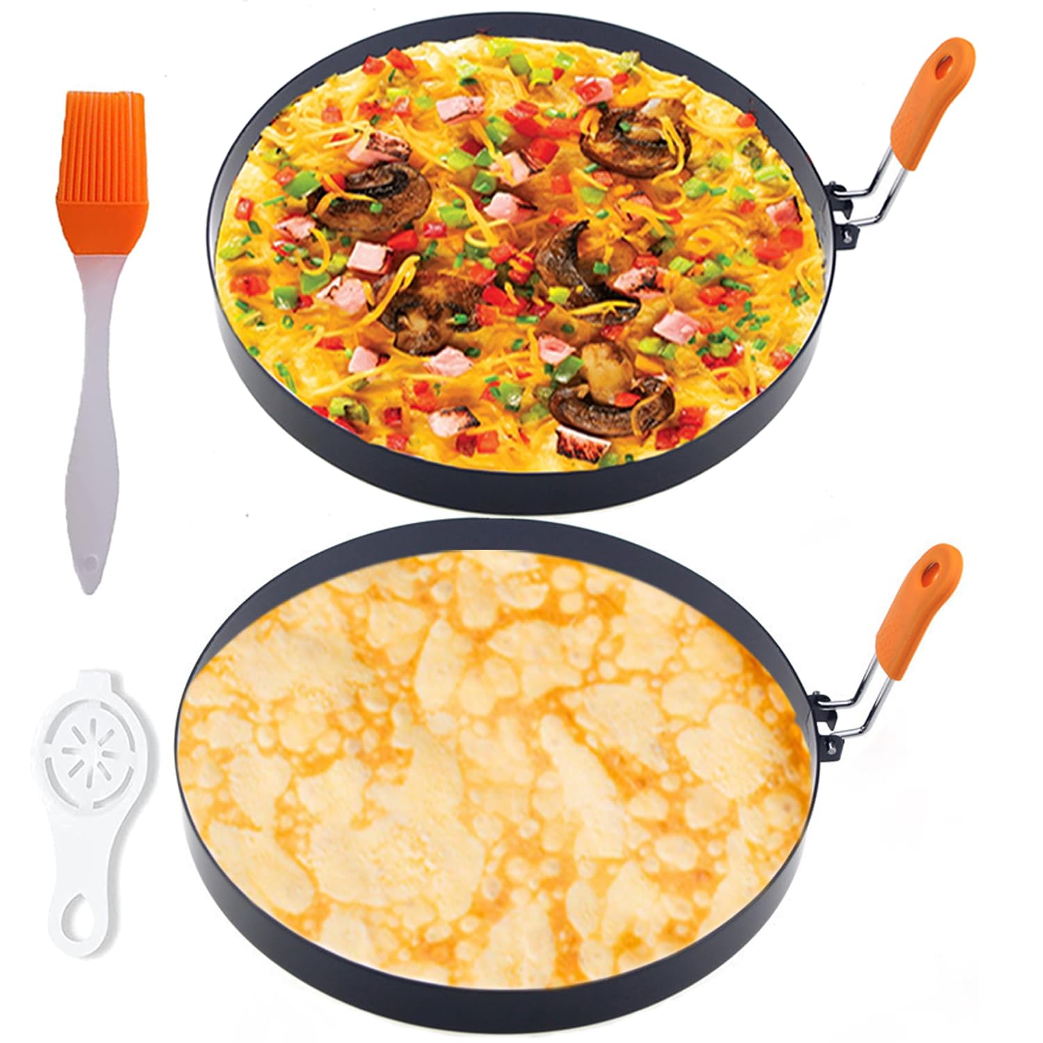 Large 2 Packs 8 Omelette Ring for Griddle,Stainless Steel 8 Inch Griddle Omelet Rings,Non-Stick Pancake Egg Ring Round Omelette 