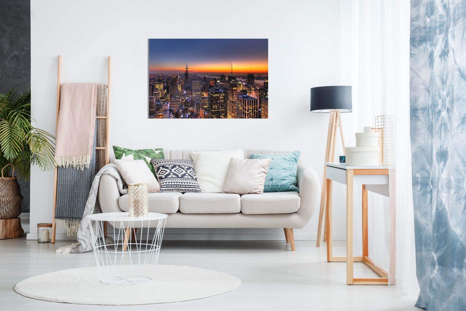 New York At Dusk Canvas Wall Art Picture Print (24X16)