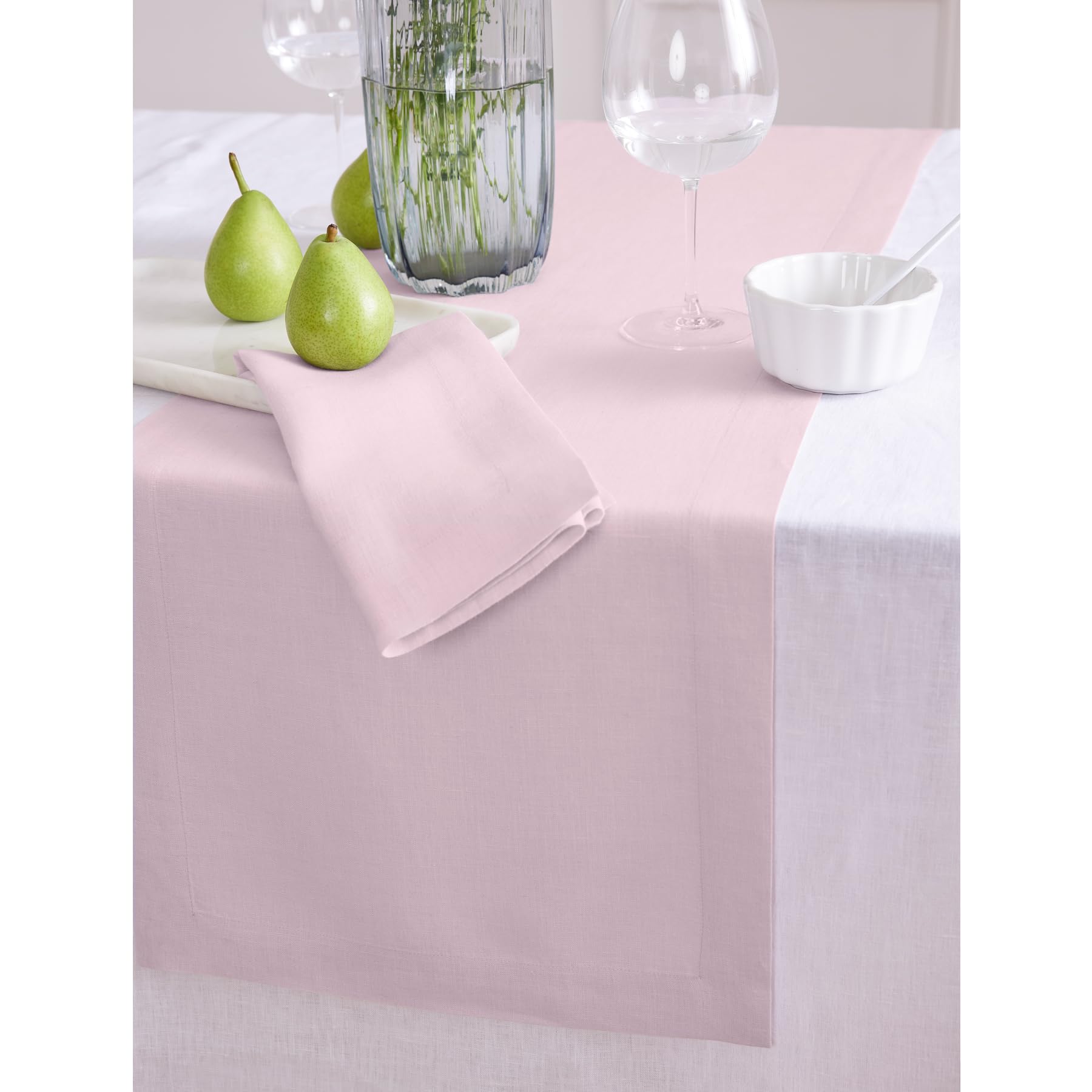 Solino Home Linen Ice Lilac Table Runner 90 Inches Long - Sonoma, 100% Pure Linen Prewashed Dining Table Runner 14 X 90 Inch Ide