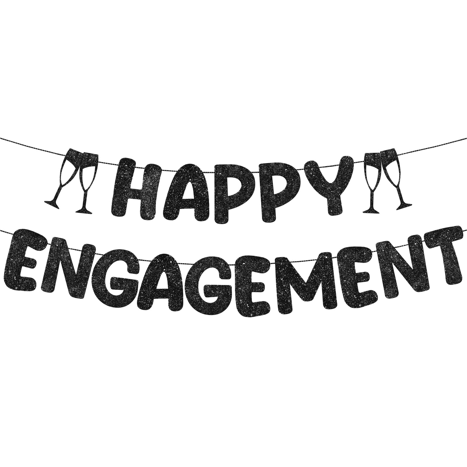 Breling Pre Strung Happy Engagement Banner Glitter Engagement Party Decorations for Congratulations Engaged Wedding Shower Signs