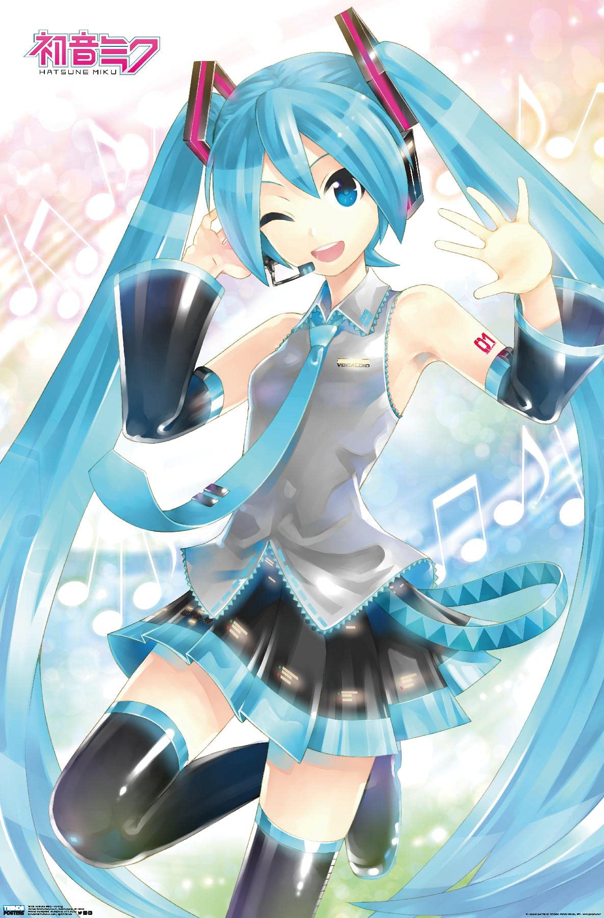 Trends International Hatsune Miku - Waving Wall Poster, 14.725'' X 22.375'', Premium Unframed Version