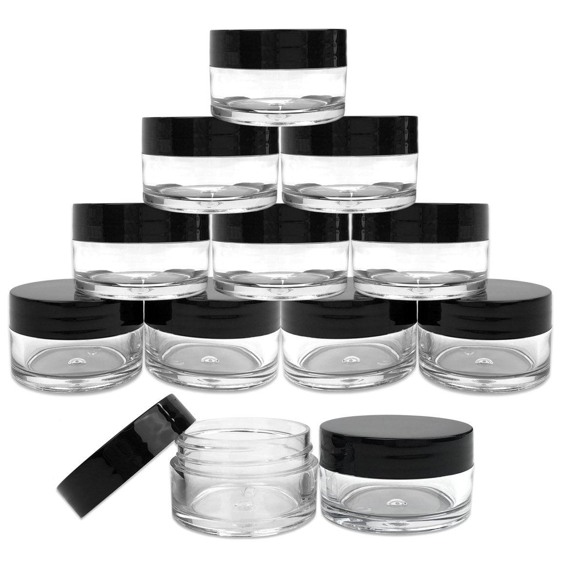Beauticom 12 Piece 20g/20ml USA Acrylic Round Clear Jars with Lids for Lip Balms, Creams, Make Up, Cosmetics, Samples, Ointments