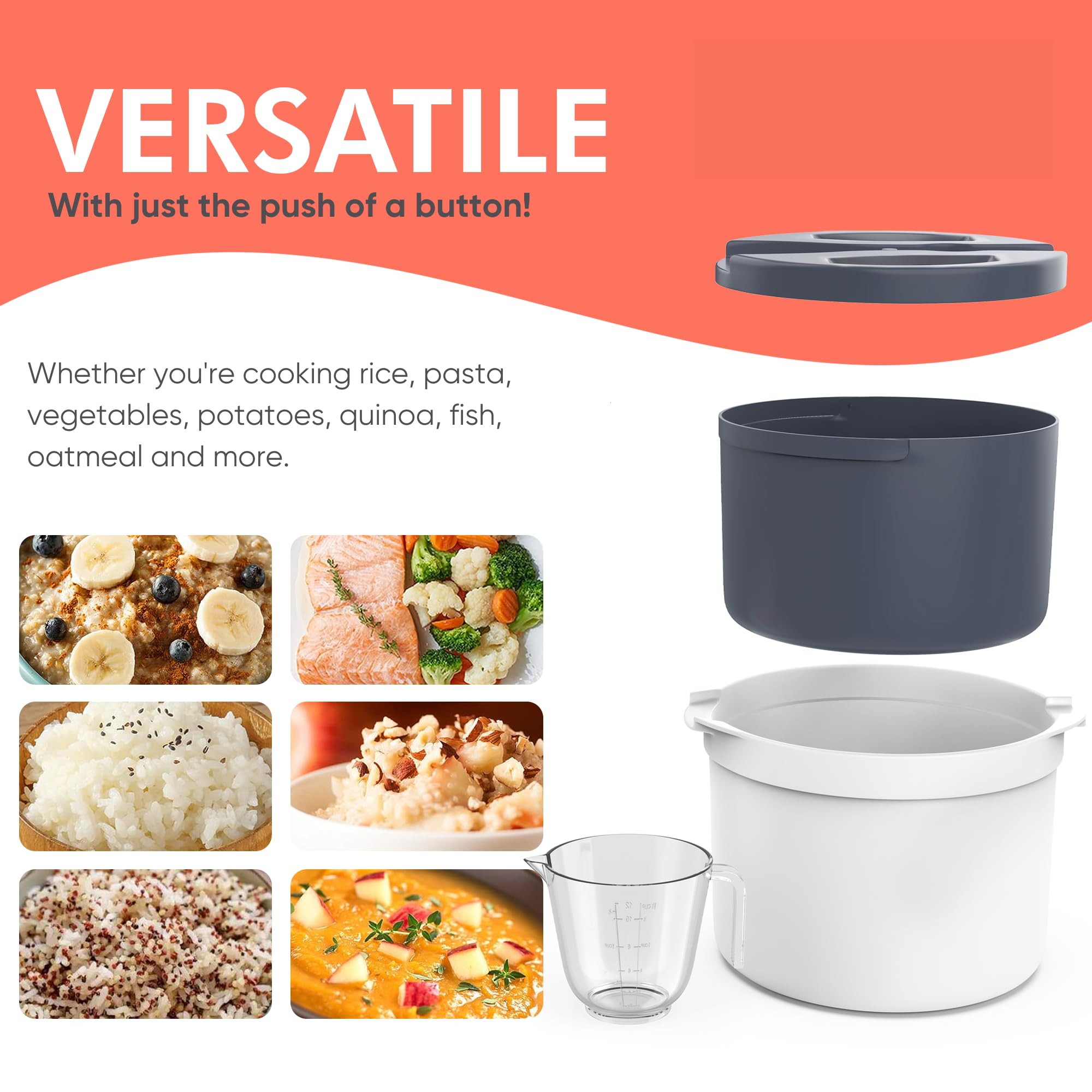Zwippy Microwave Rice Cooker & Steamer - Mess-Free, Dishwasher Safe, Cooks Up to 8 Cups, Model 35MRC-V2.0