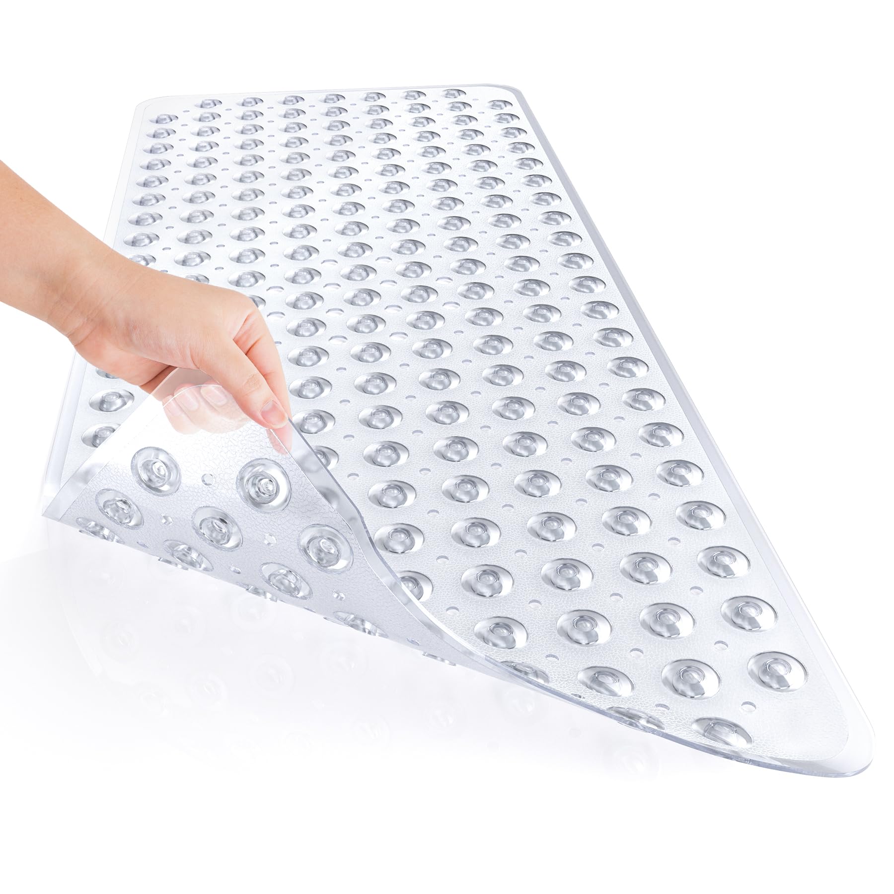 AmazerBath Shower Mat Non Slip 40 x 16 Inches, Shower Stall Mats with Suction Cups and Drain Holes, Non Slip Bath Mat for Tub fo