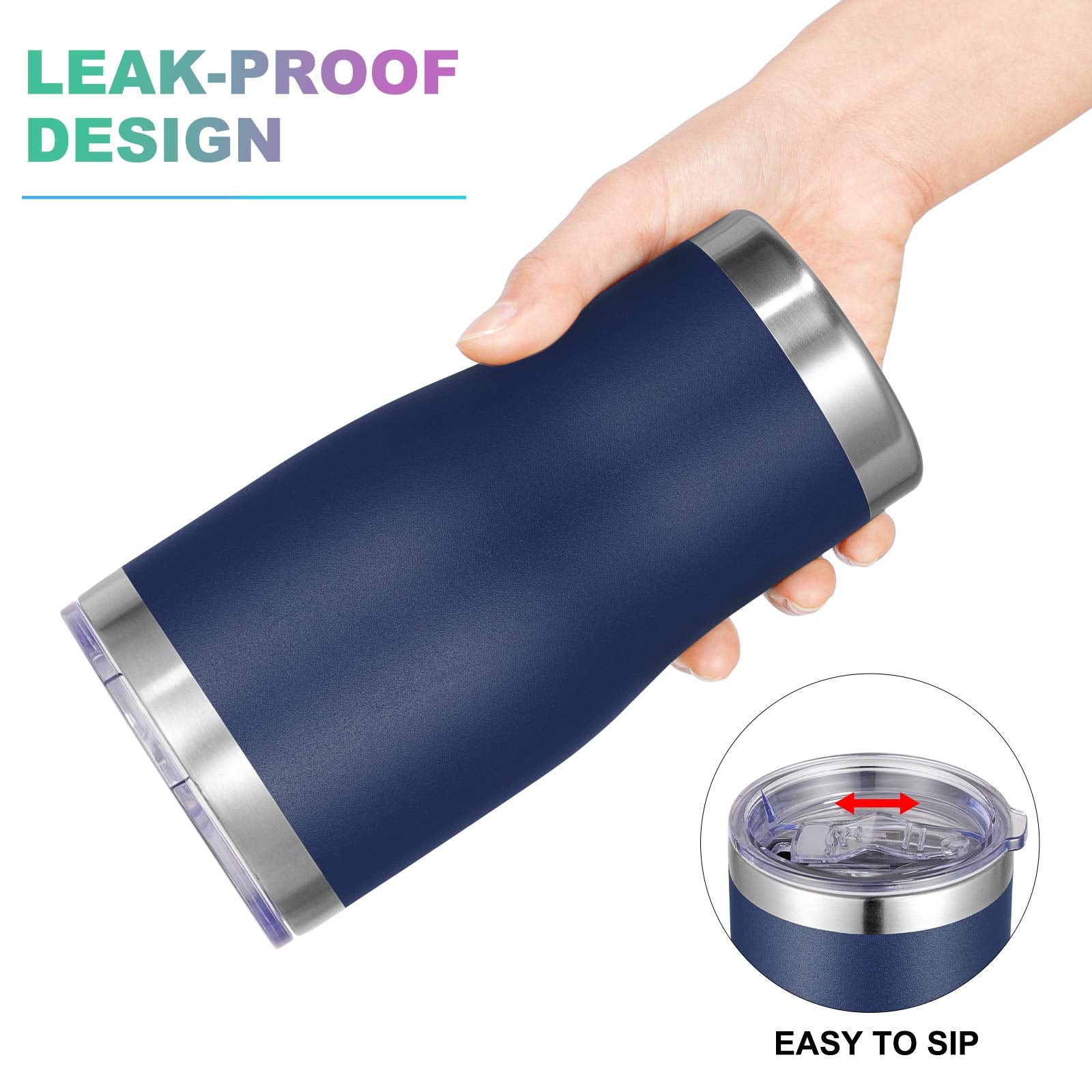 Vegond 20Oz Tumbler Stainless Steel Tumbler Cup With Lid And Straw Vacuum Insulated Double Wall Travel Coffee Mug(Navy Blue 6 Pa
