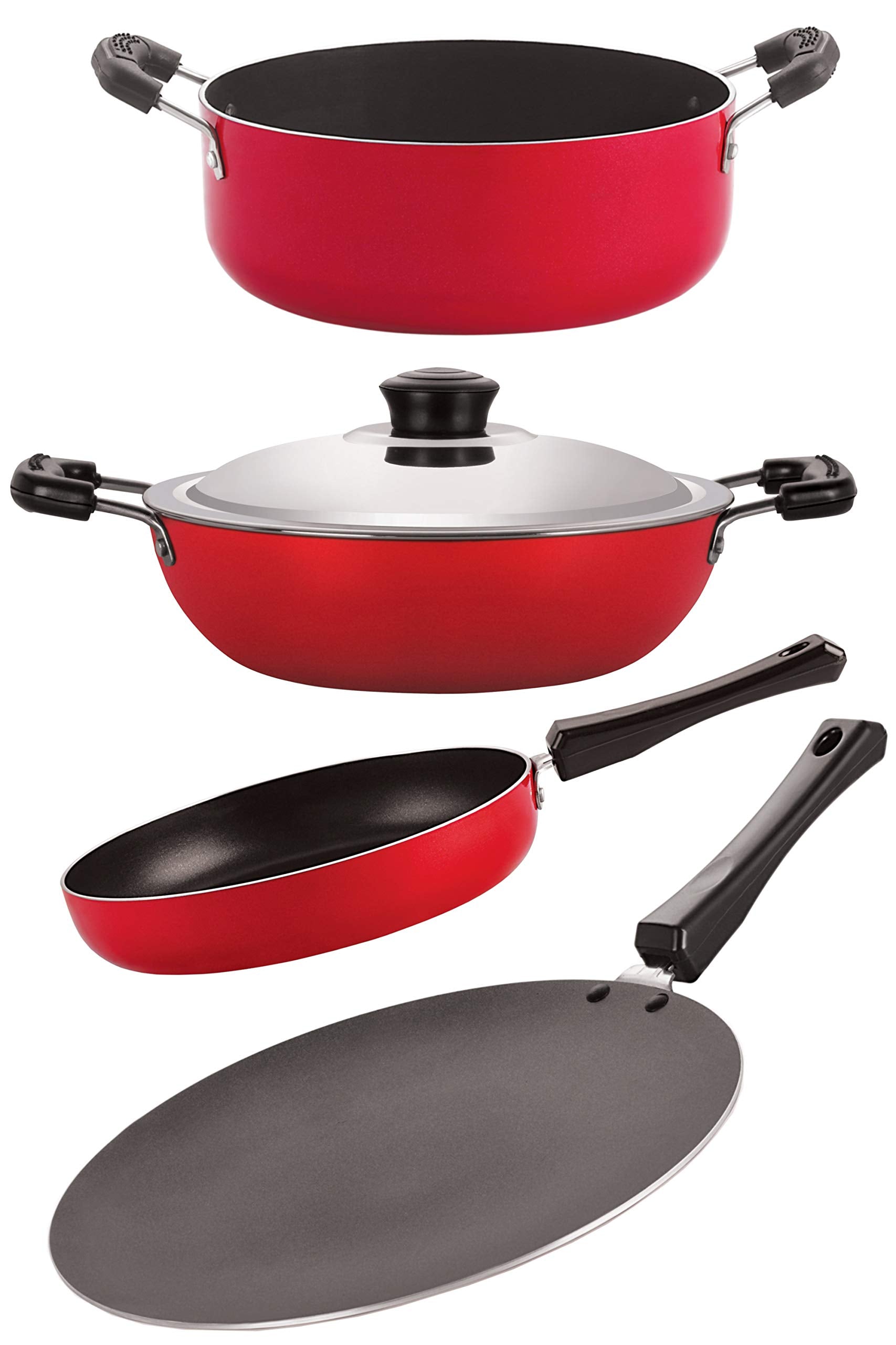 Nirlon NonStick Aluminium Cookware Combo Gift Set Offer With Bakelite Handle (Ct11_Fp10_Dkd(M)_Cs24)
