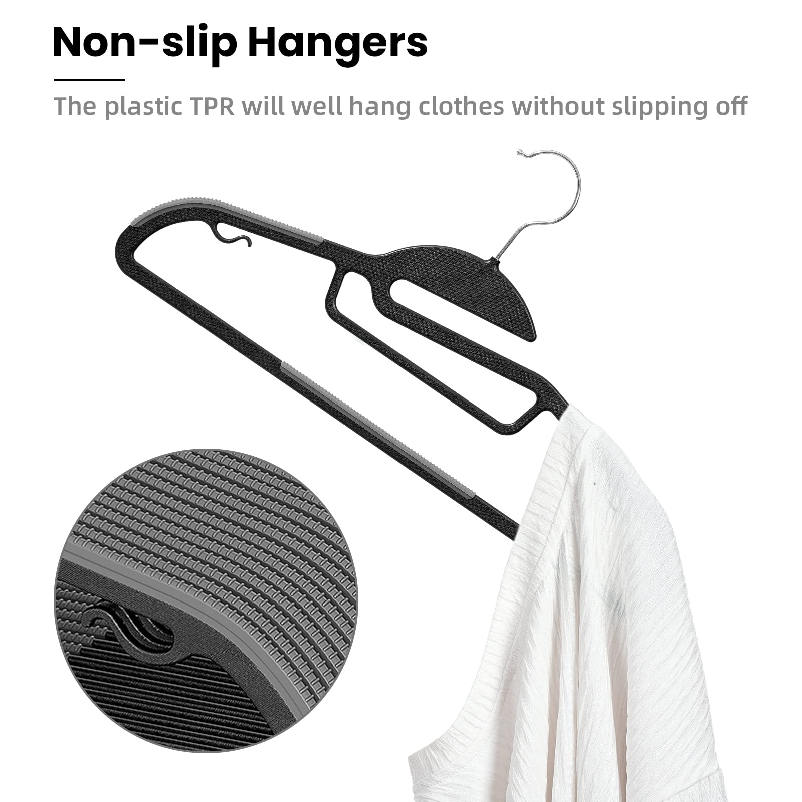 Heavy Duty Plastic Hangers 50 Pack with Non-Slip Design 0.2 Inches Thick 360?Swivel Hook Space Saving Organizer for Bedroom Closet Shirts Pants Strong Enough for Coat(Beige- S Shaped)