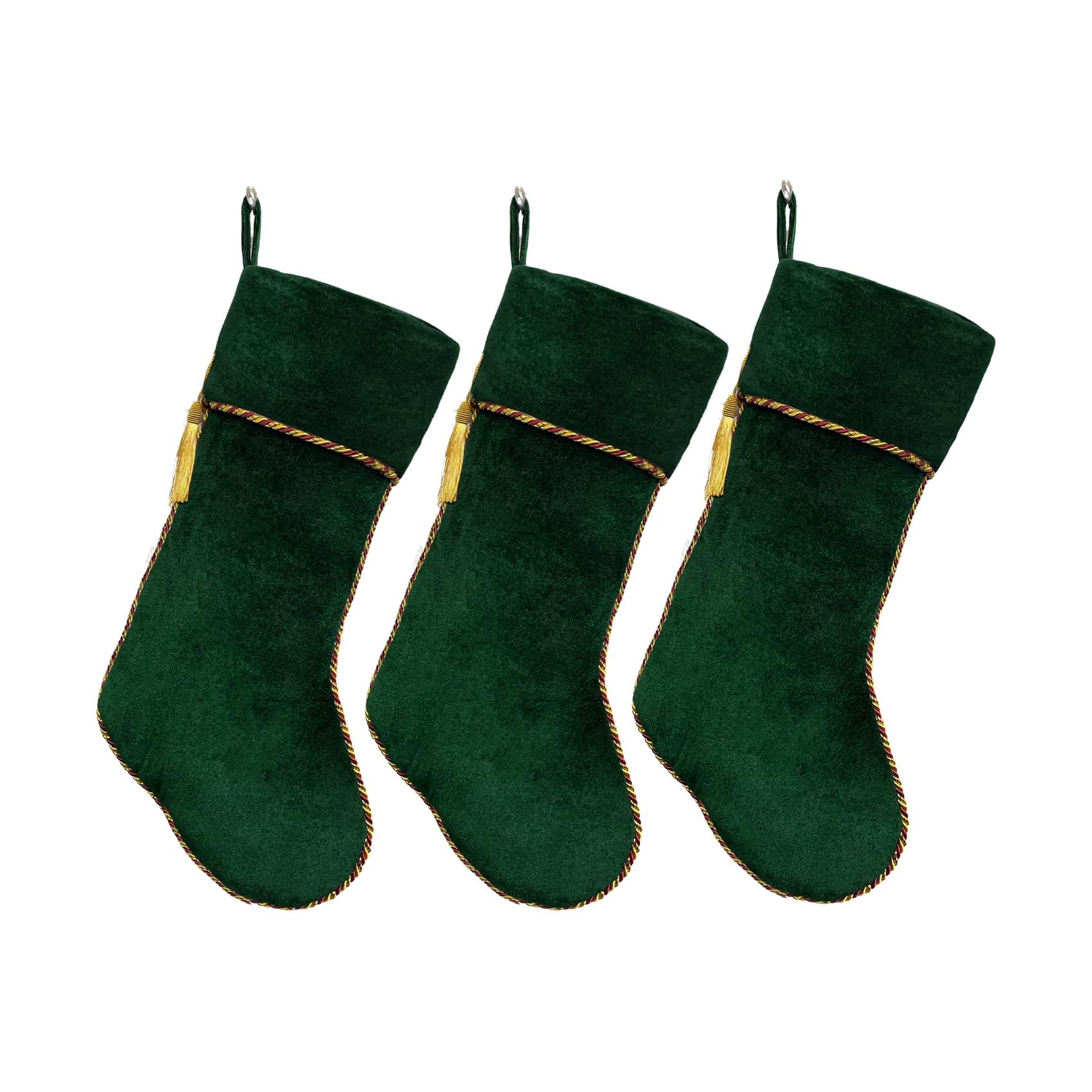 Ugiftcorner Green Christmas Stockings 5 Pack Velvet Christmas Stockings with Green Tassel Decorations for Fireplace Holiday Part