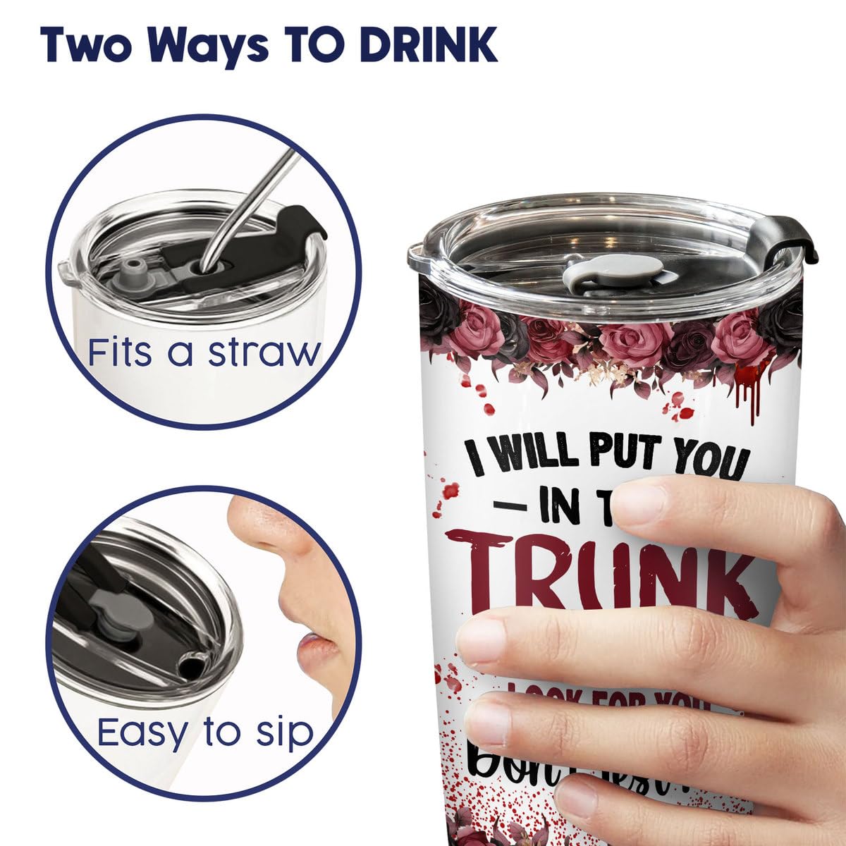 34Hd Gifts For Halloween, Crazy Cat Tumbler With Lid 20 Oz Stainless Steel, I Will Put You Cat Mug, Horror Drinking Cup, Cat Gif