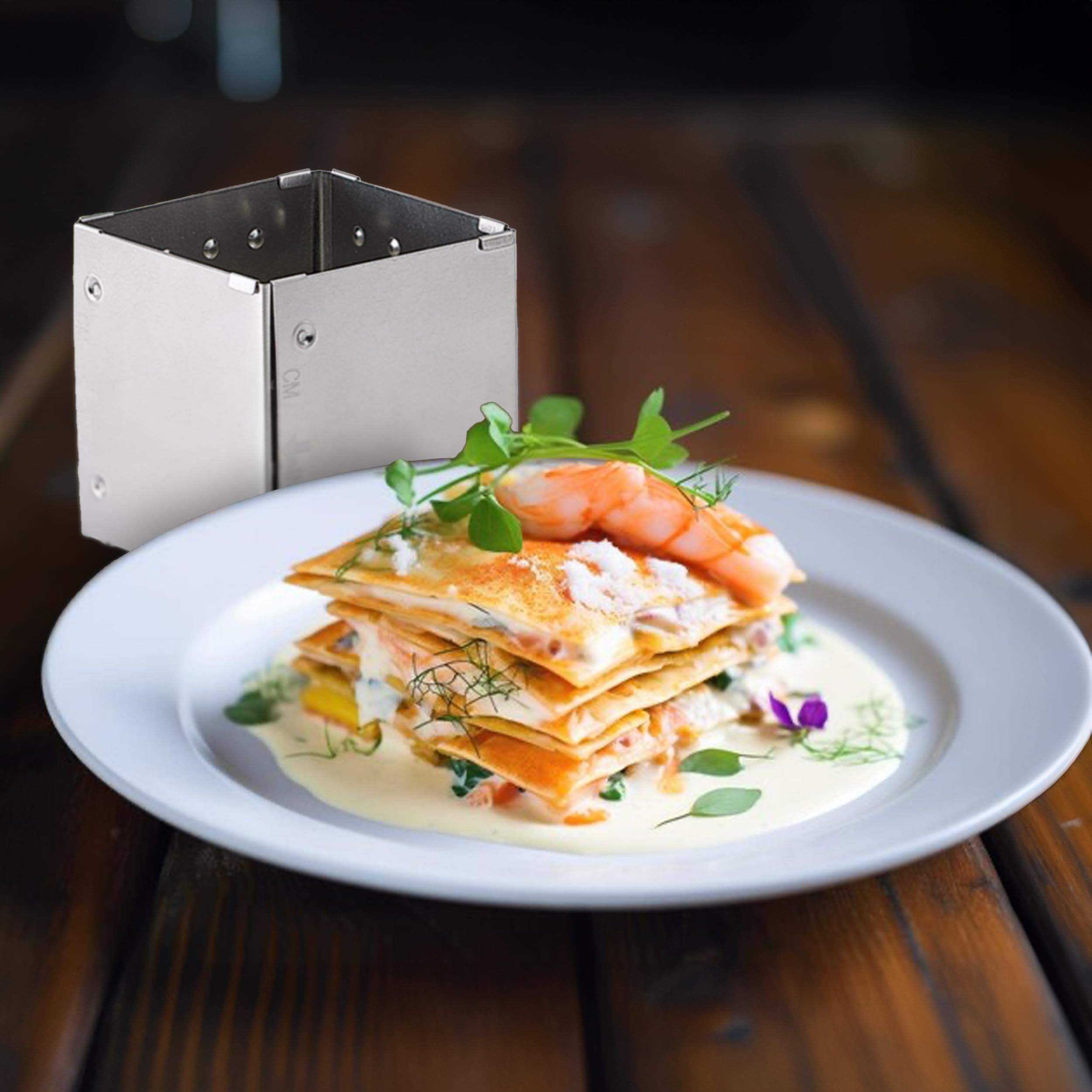 HIC Kitchen Adjustable Square-to-Rectangle Food Ring - Stainless Steel, 10 Configurations, Model 93256