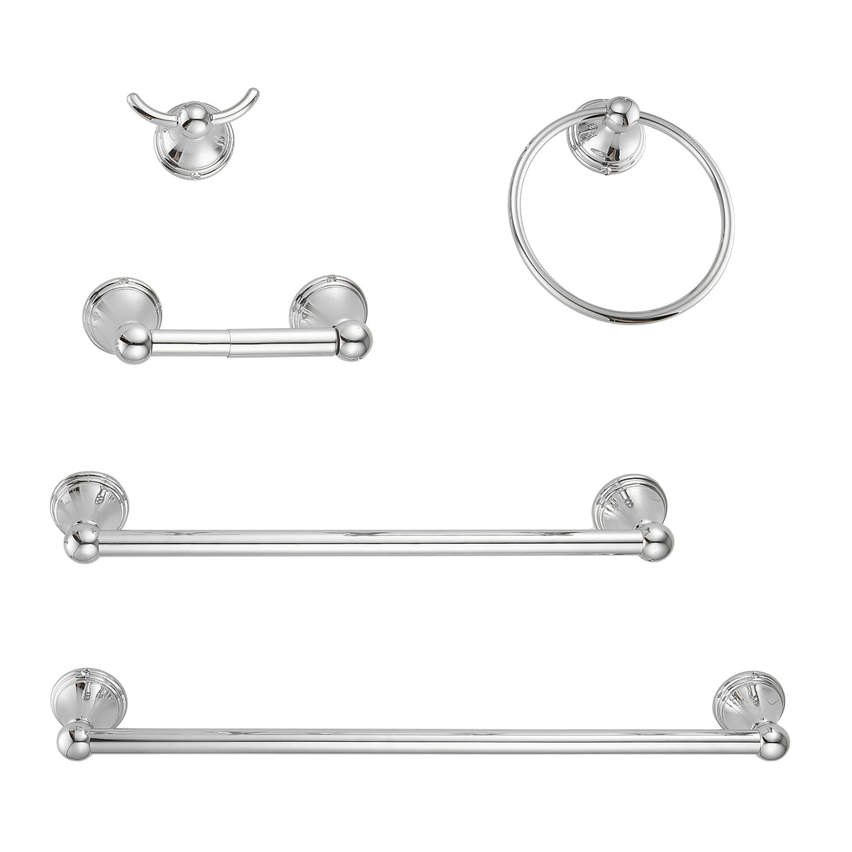 Sagetta Bathroom Hardware Set, 5 Pcs Bath Accessories Set Wall Mount Includes 20 In Towel Bar, 15.35 In Towel Bar, Towel Ring, T