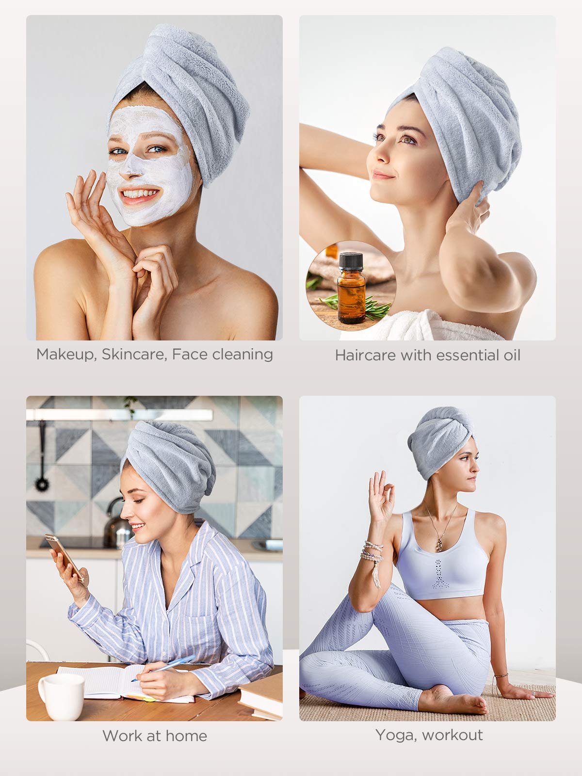 Hicober Microfiber Hair Towel, 3 Packs Hair Turbans for Wet Hair, Drying Hair Wrap Towels for Curly Hair Women Anti Frizz(Purple