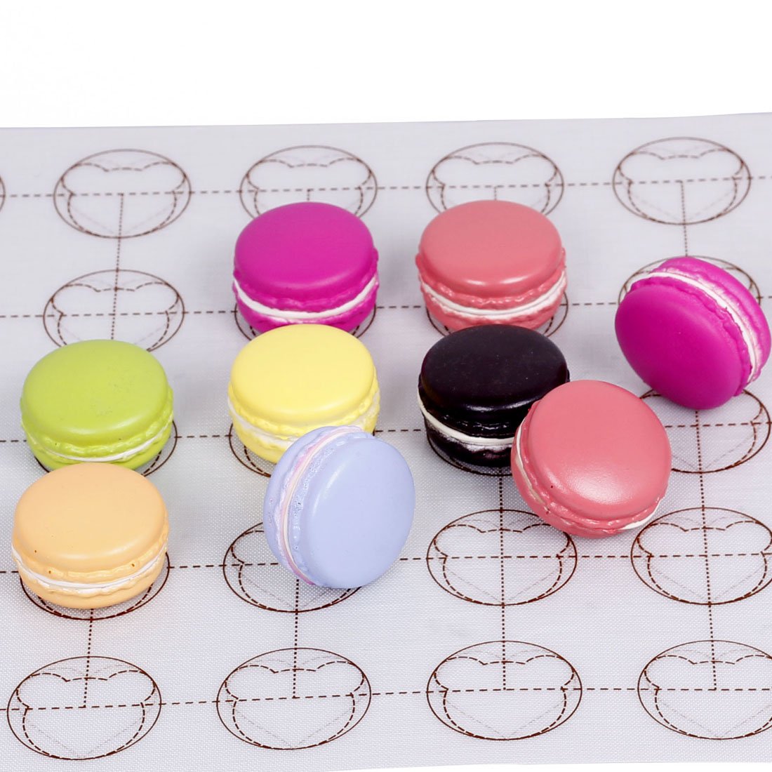 2Pcs Silicone Baking Mat For Macarons, 15.3'' X 11'' Mat Liner With 35 Circles Macaron Template, Reusable Non-Stick Surface Past