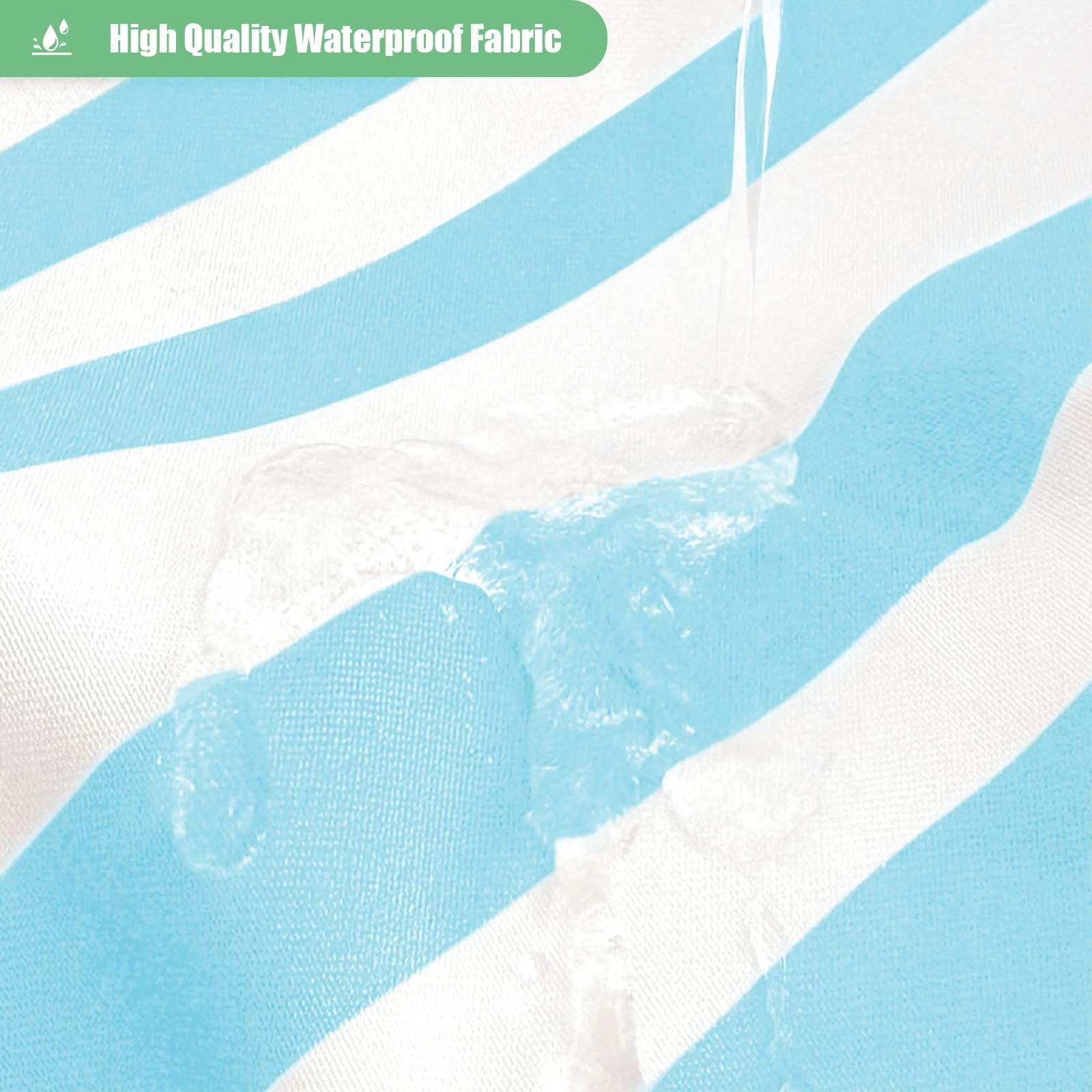 Dynamene Light Blue Fabric Shower Curtain, Farmhouse Boho Striped Tassel Shower Curtain For Bathroom, Bohemian Textured Cloth Sh