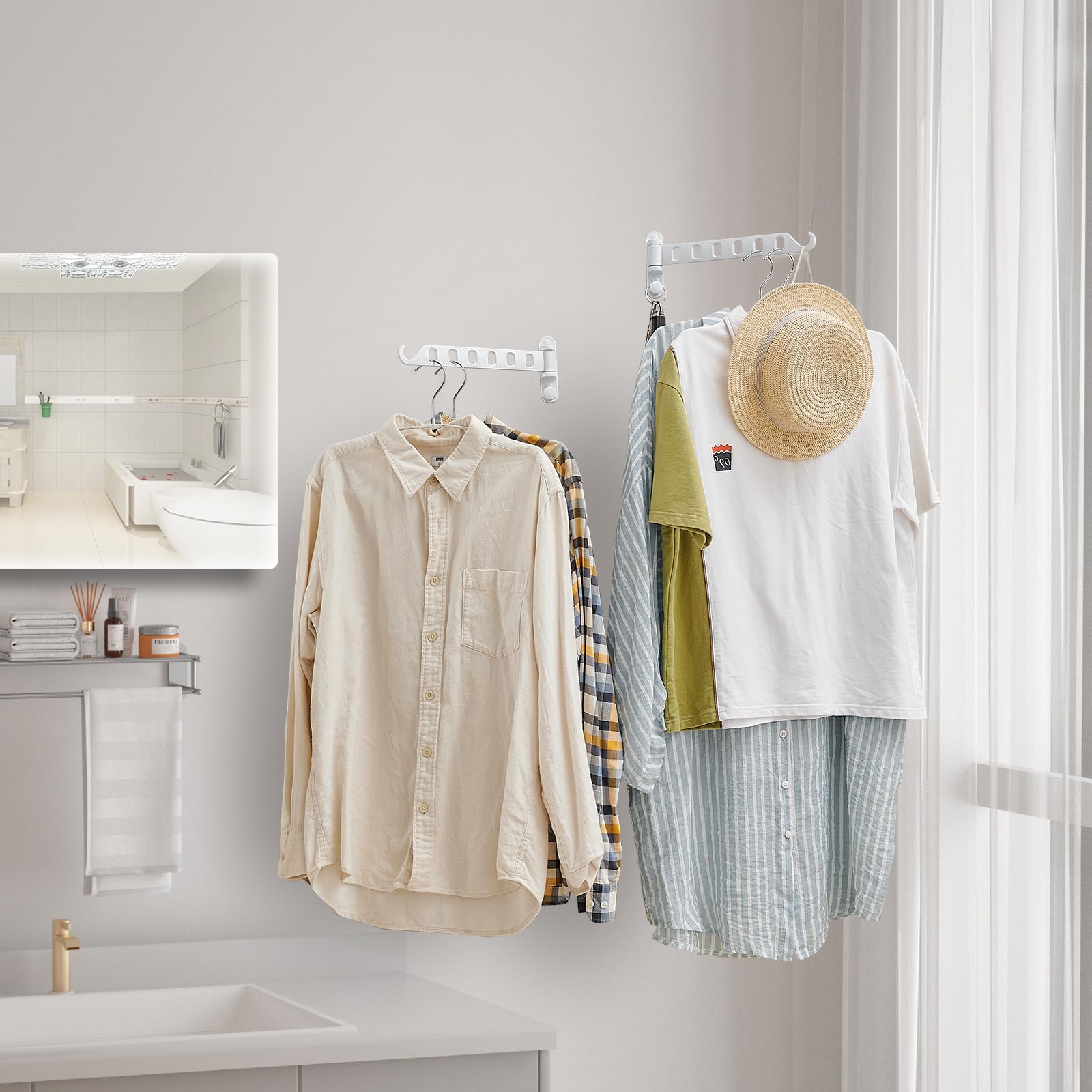 Joom Laundry Drying Rack Wall Mounted Clothes Drying Rack Clothes Hanger White