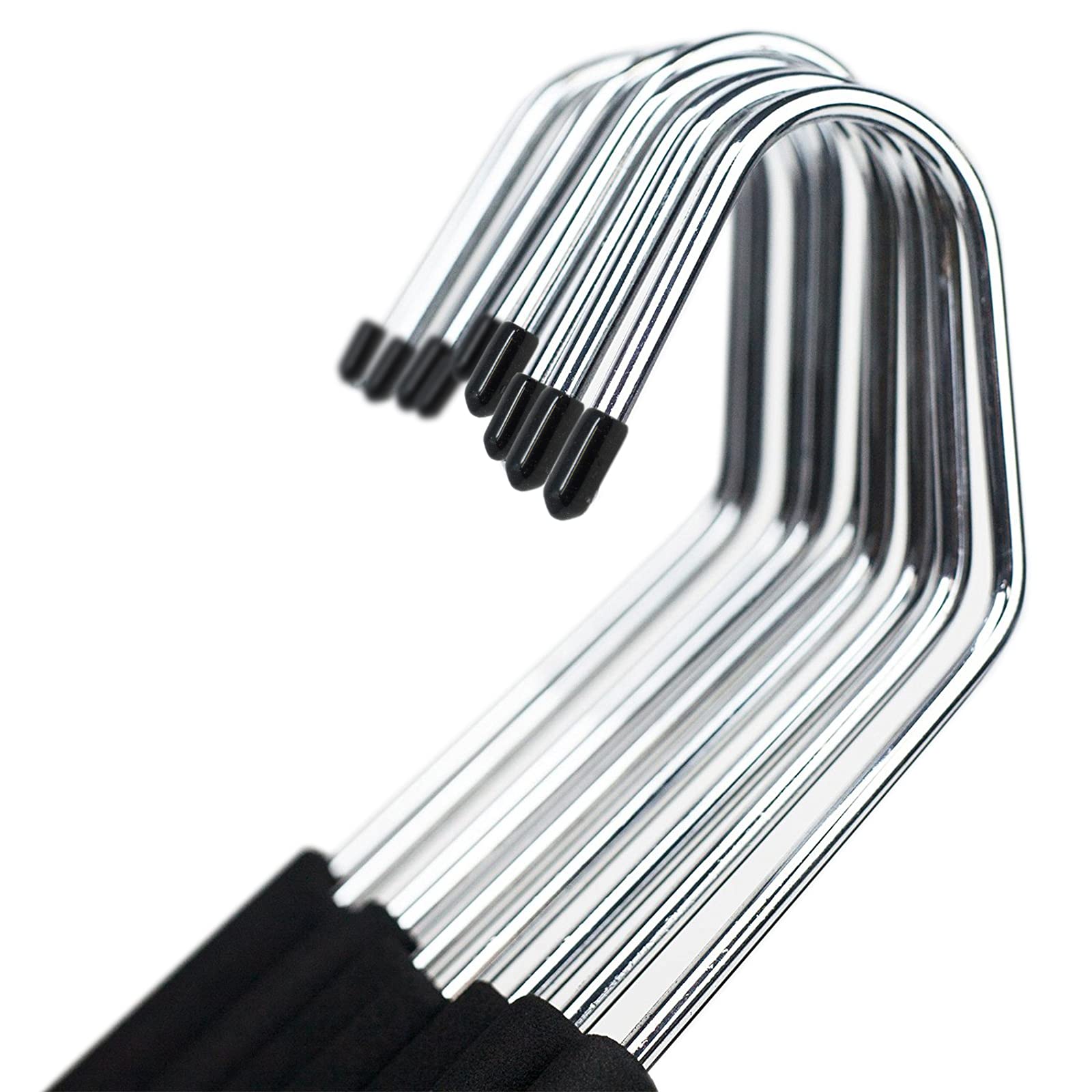 Huji Heavy Duty Open Ended Easy Slide Chrome Trouser Hangers Organizers (20 Open Ended Easy Slide Hangers)
